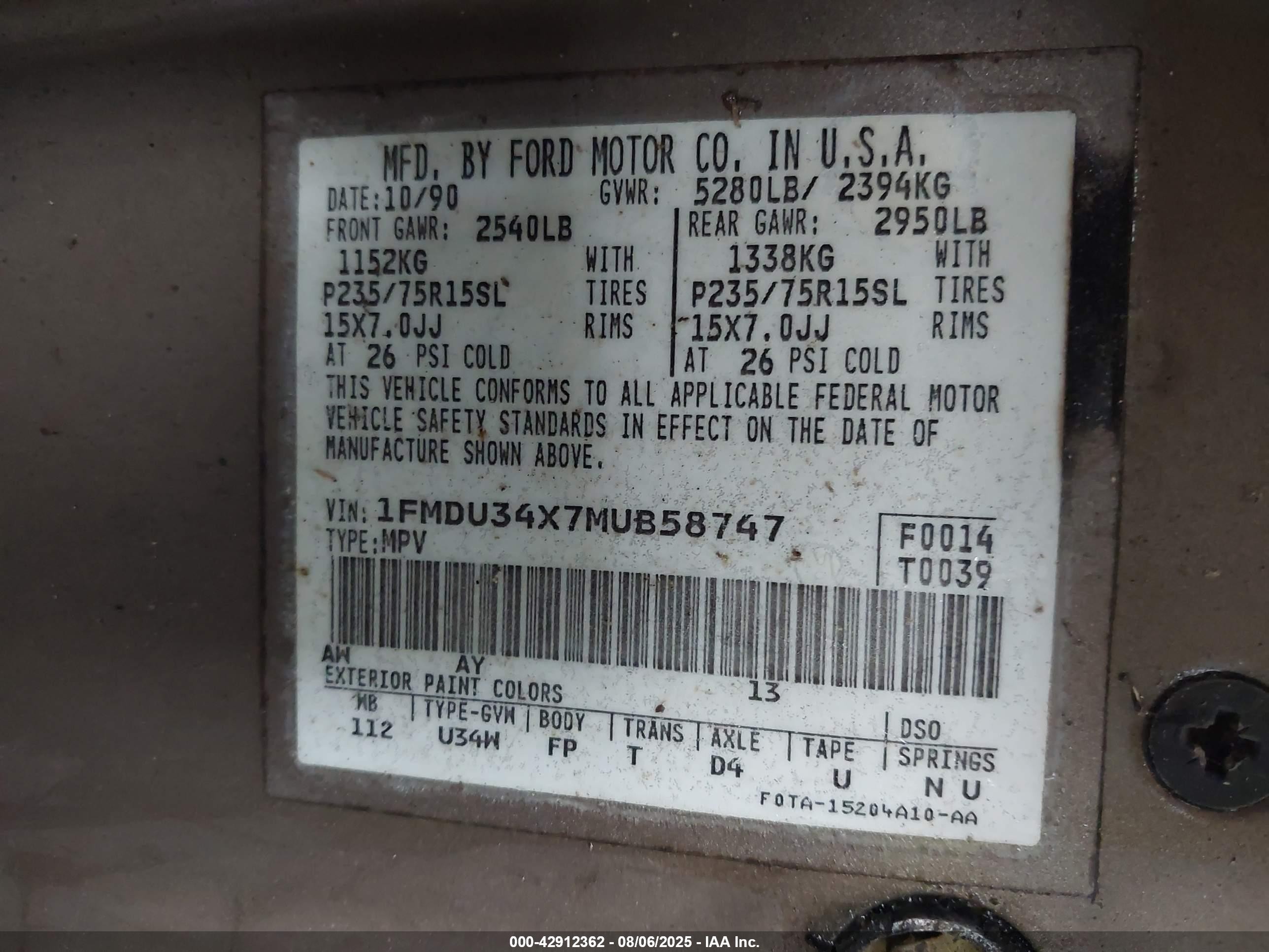 1991 Ford Explorer   Золотой vin: 1FMDU34X7MUB58747