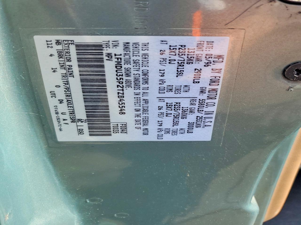 1996 Ford Explorer Teal vin: 1FMDU35P2TZB45548