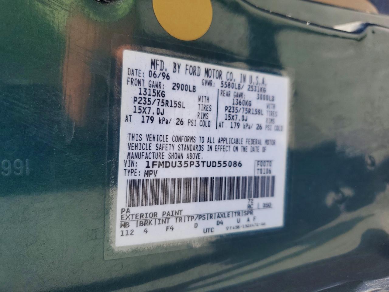 1996 Ford Explorer Green vin: 1FMDU35P3TUD55086
