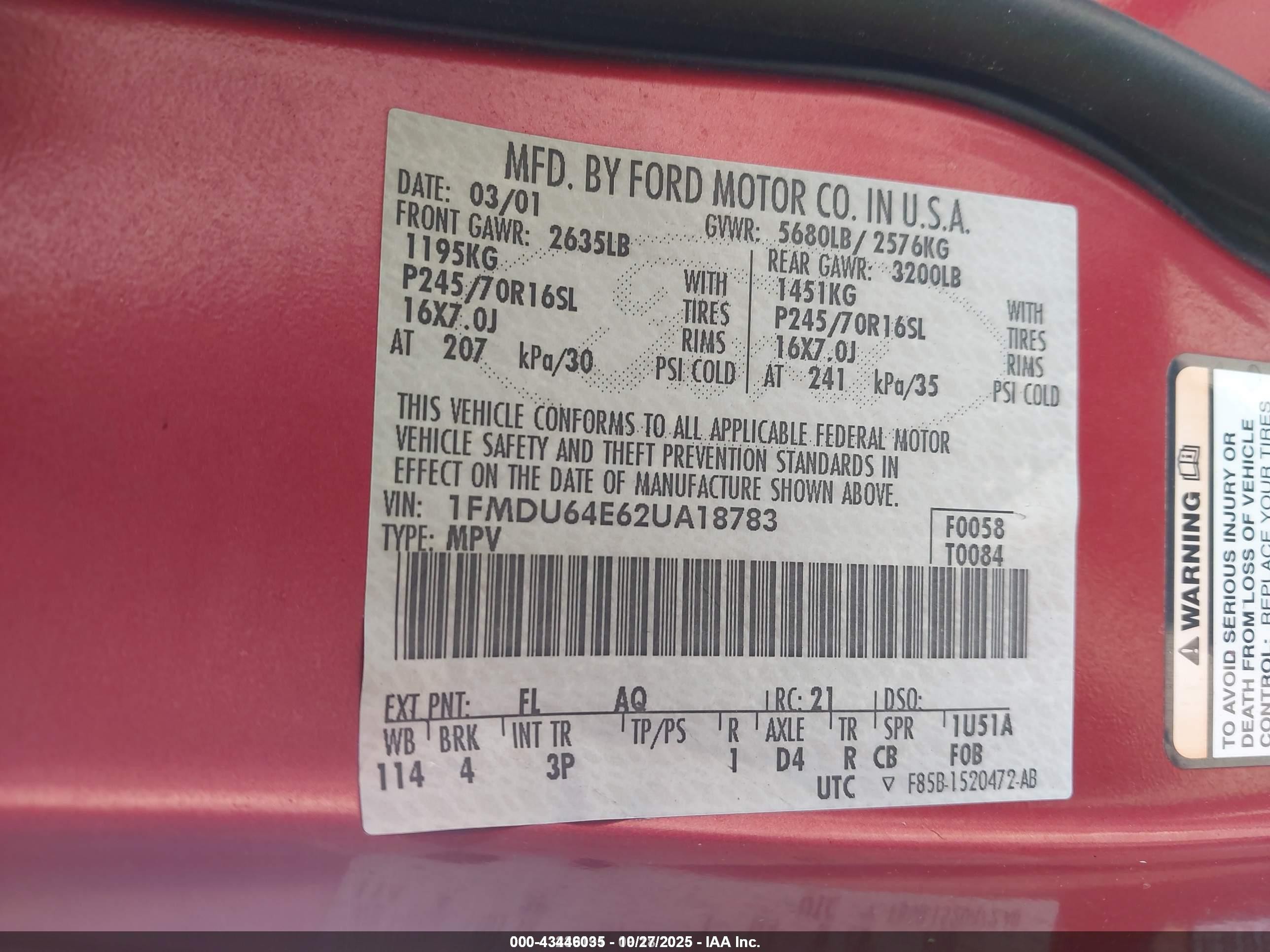 2002 Ford Explorer Eddie Bauer Red vin: 1FMDU64E62UA18783