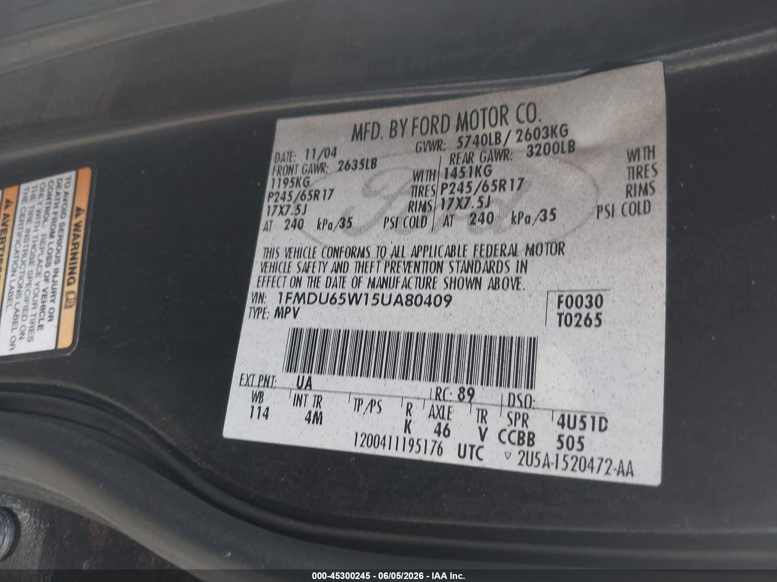2005 Ford Explorer Limited Black vin: 1FMDU65W15UA80409