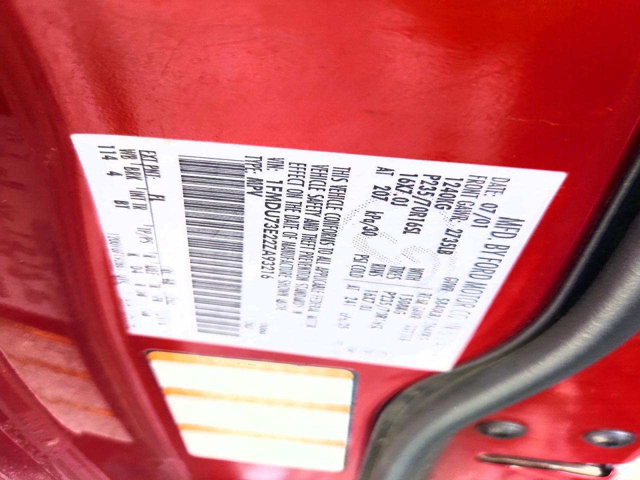 2002 Ford Explorer Xlt Red vin: 1FMDU73E22ZA93216