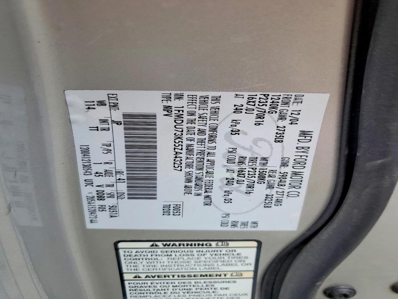 2005 Ford Explorer Xlt Gray vin: 1FMDU73K55ZA43257