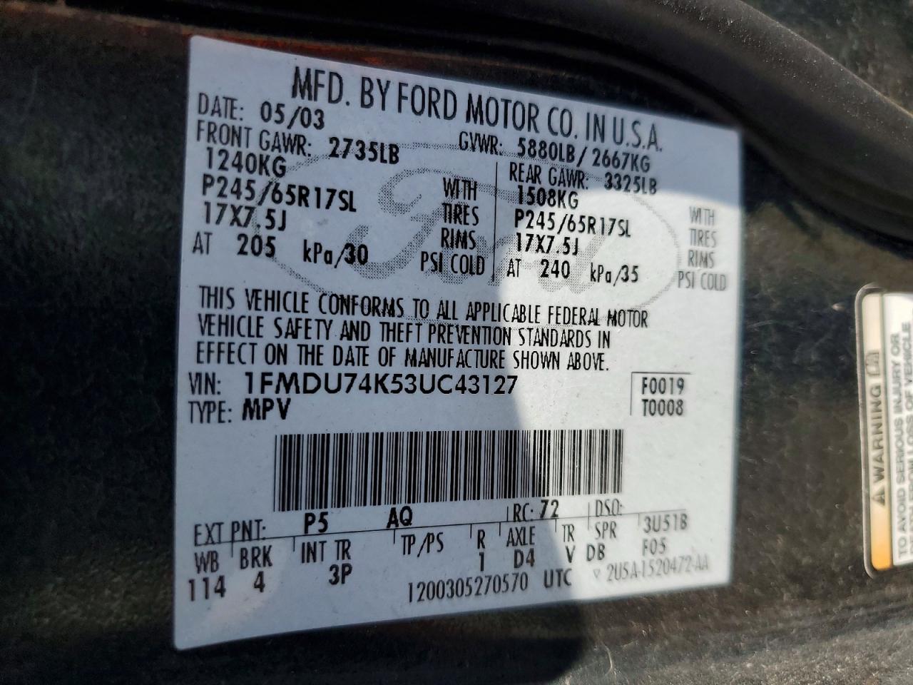 2003 Ford Explorer Eddie Bauer Green vin: 1FMDU74K53UC43127