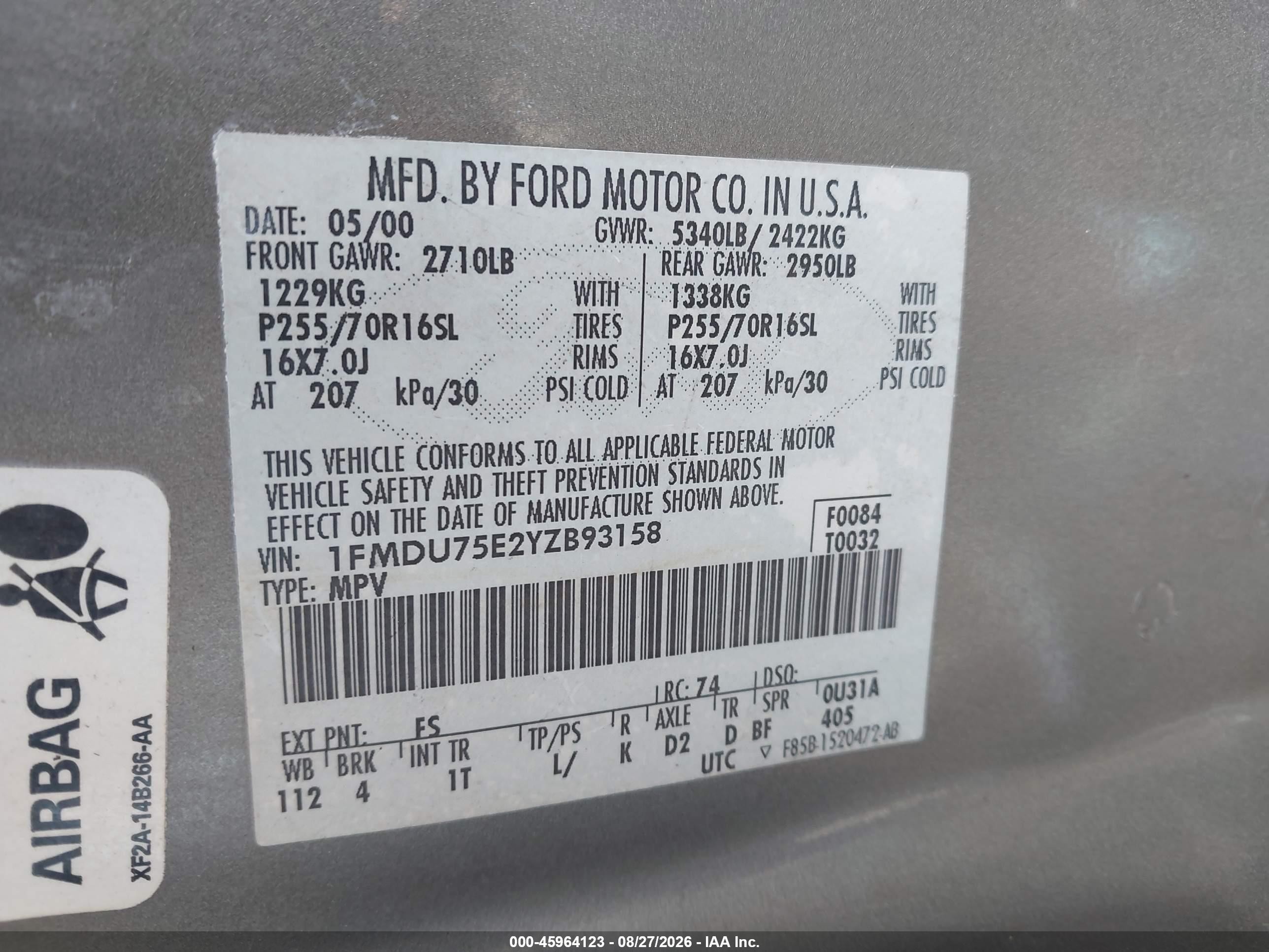 2000 Ford Explorer Limited Gray vin: 1FMDU75E2YZB93158