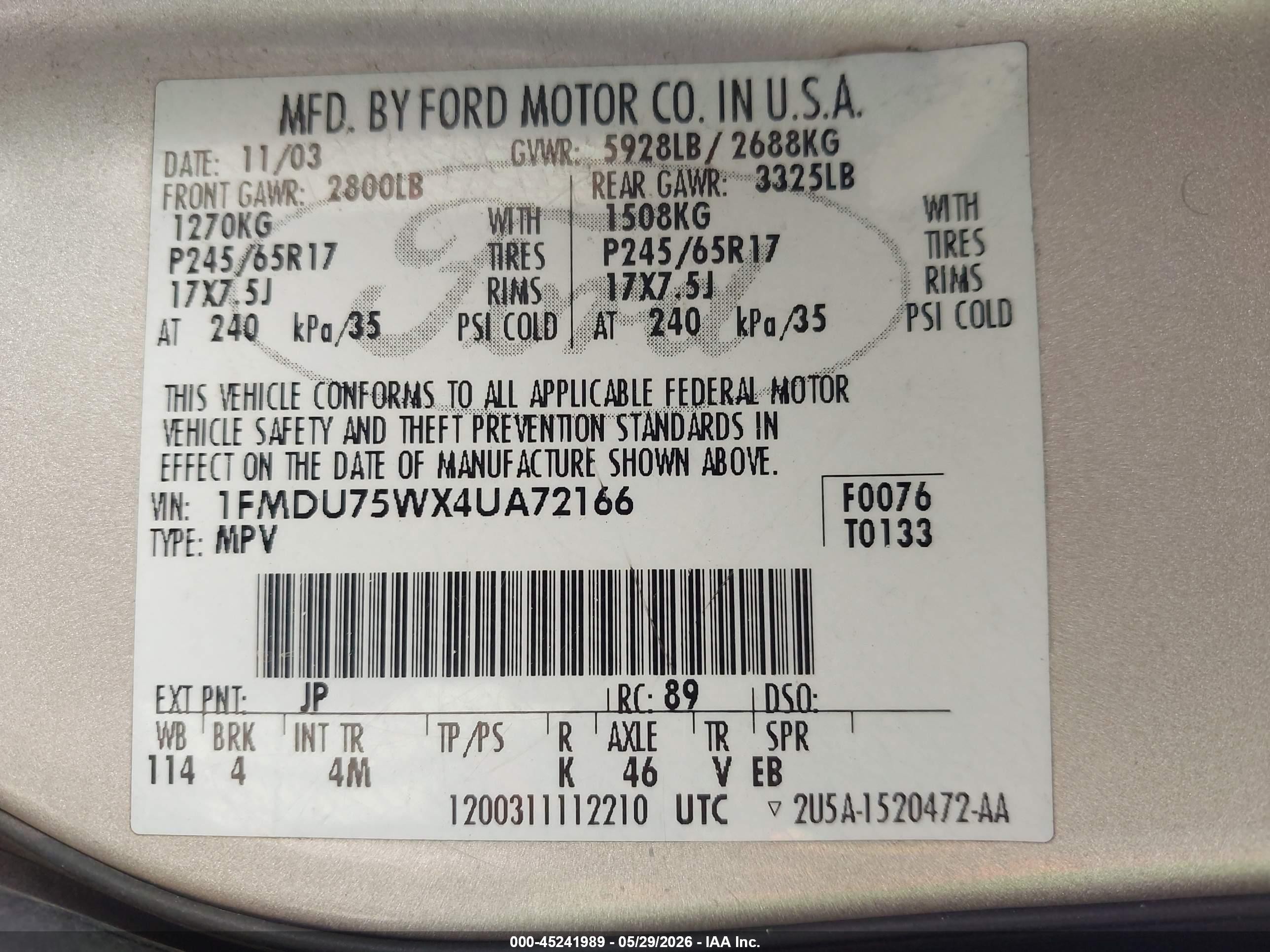 2004 Ford Explorer Limited Silver vin: 1FMDU75WX4UA72166