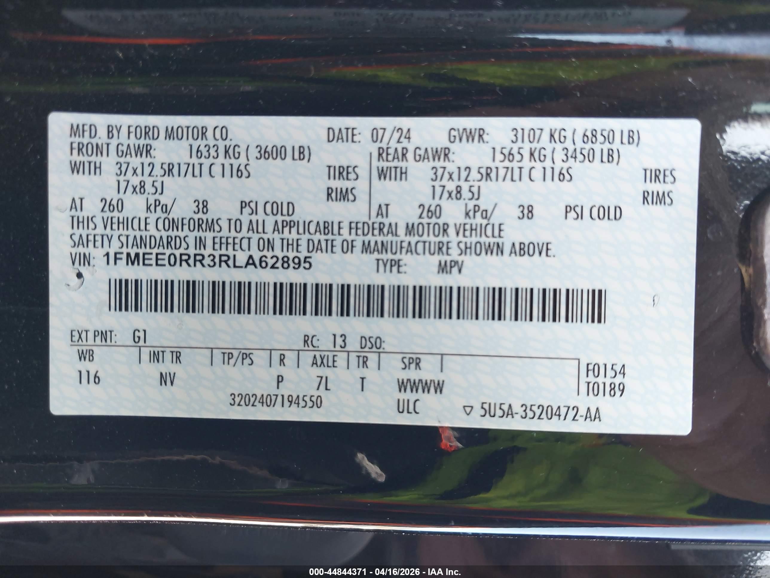 2024 Ford Bronco Raptor Black vin: 1FMEE0RR3RLA62895