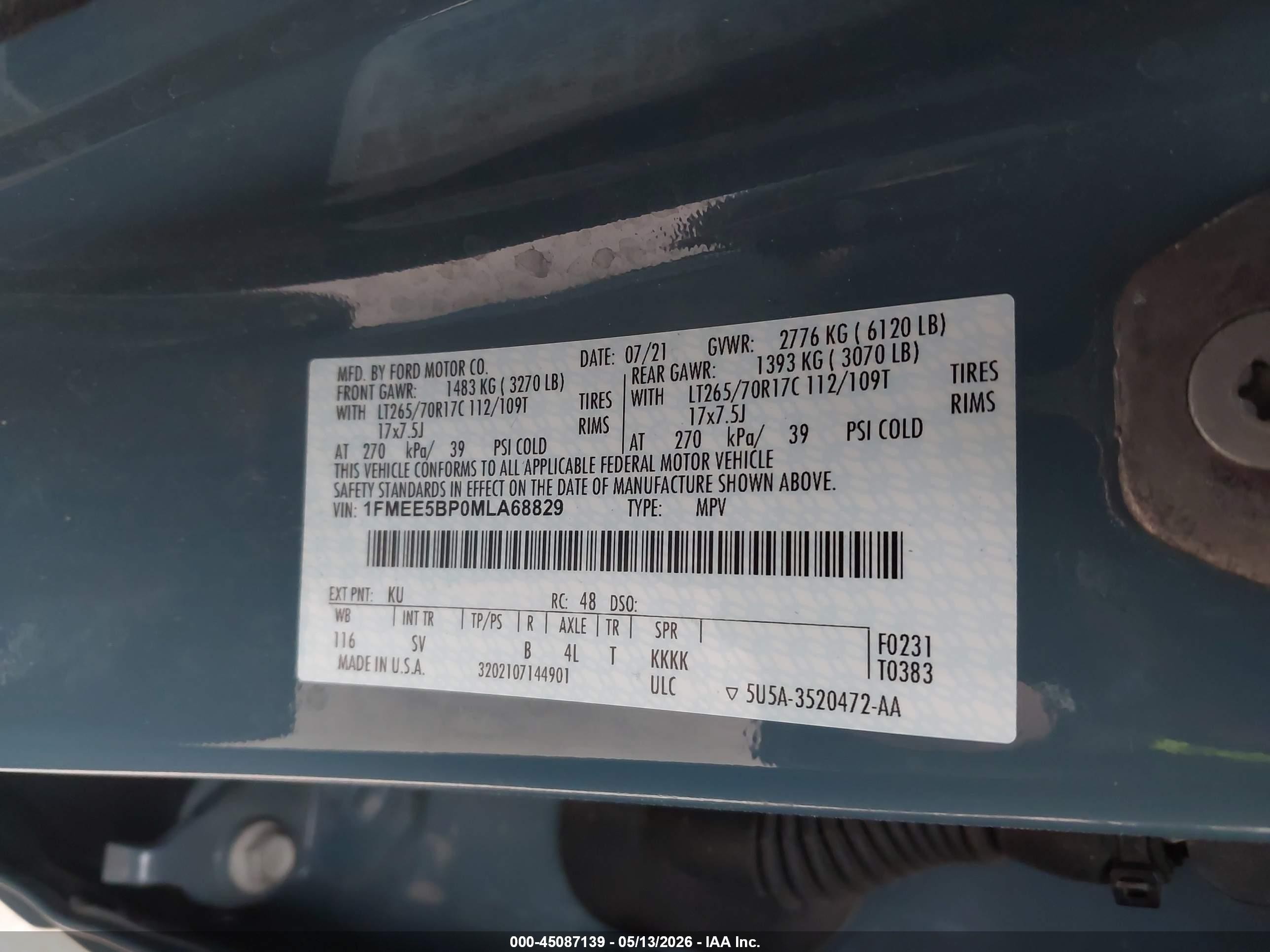 2021 Ford Bronco Black Diamond Blue vin: 1FMEE5BP0MLA68829