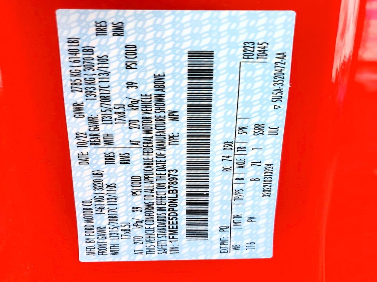 2022 Ford Bronco Base Red vin: 1FMEE5DP0NLB78973