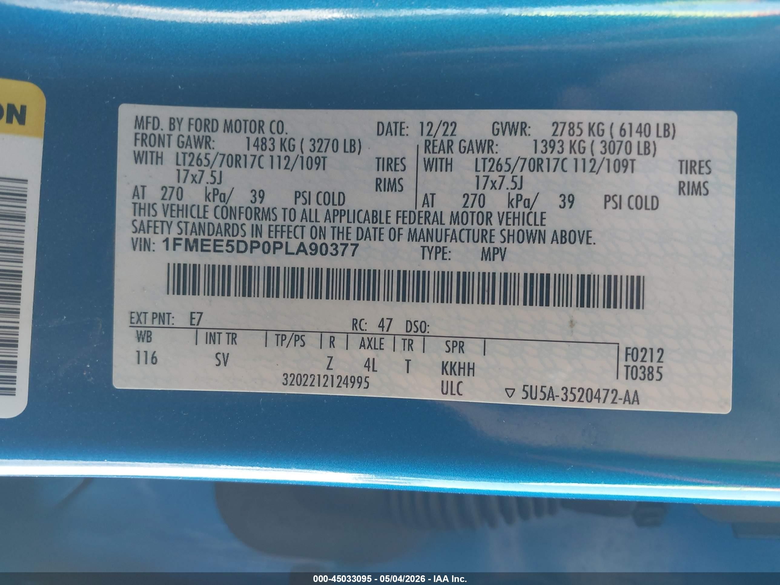 2023 Ford Bronco Black Diamond Blue vin: 1FMEE5DP0PLA90377