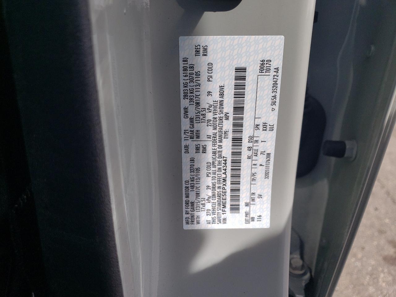 2021 Ford Bronco First Edition Gray vin: 1FMEE5EPXMLA43447