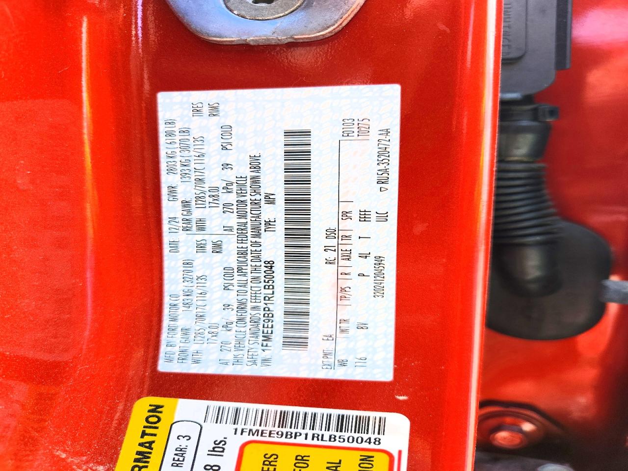 2024 Ford Bronco Badlands Red vin: 1FMEE9BP1RLB50048