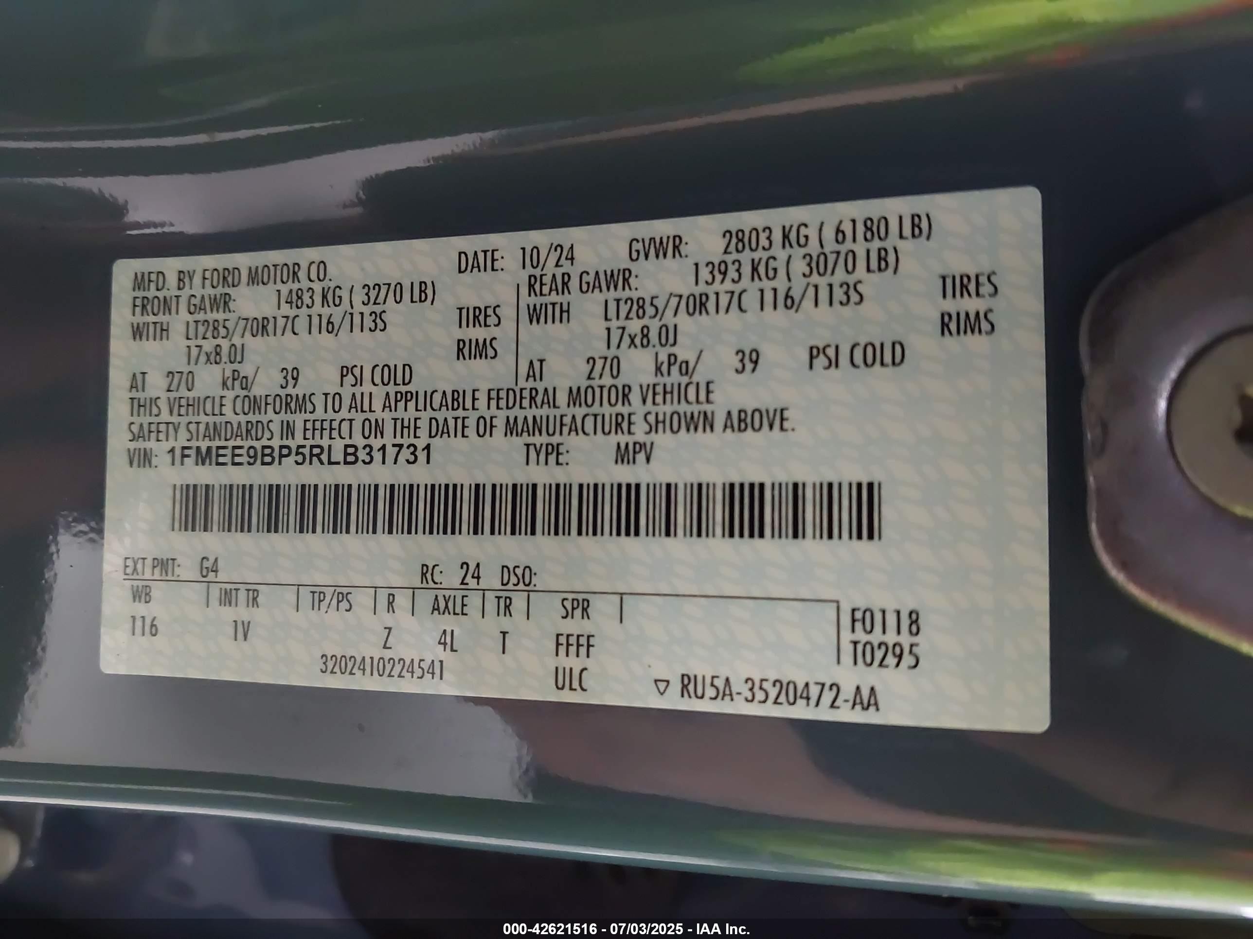 2024 Ford Bronco Badlands Blue vin: 1FMEE9BP5RLB31731