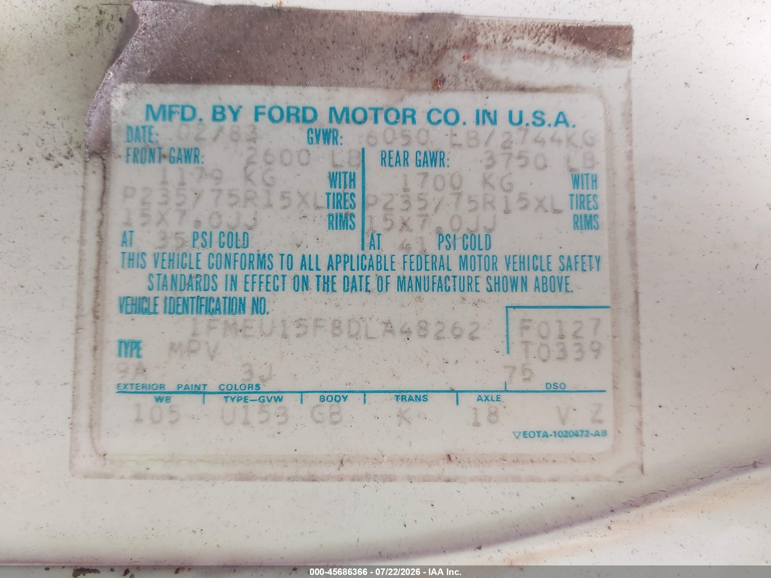 1983 Ford Bronco U100 White vin: 1FMEU15F8DLA48262