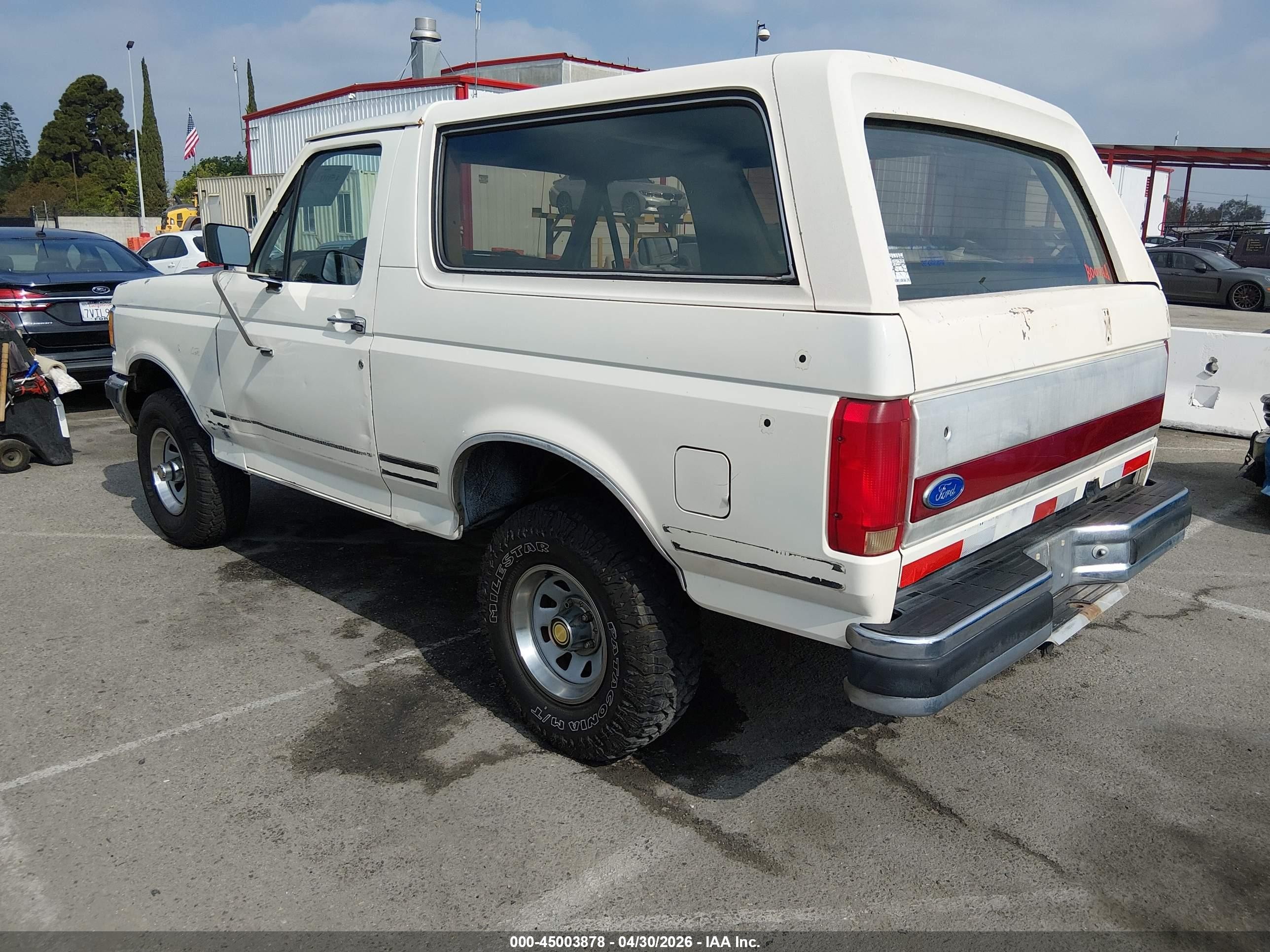 1991 Ford Bronco U100 White vin: 1FMEU15H1MLA55250