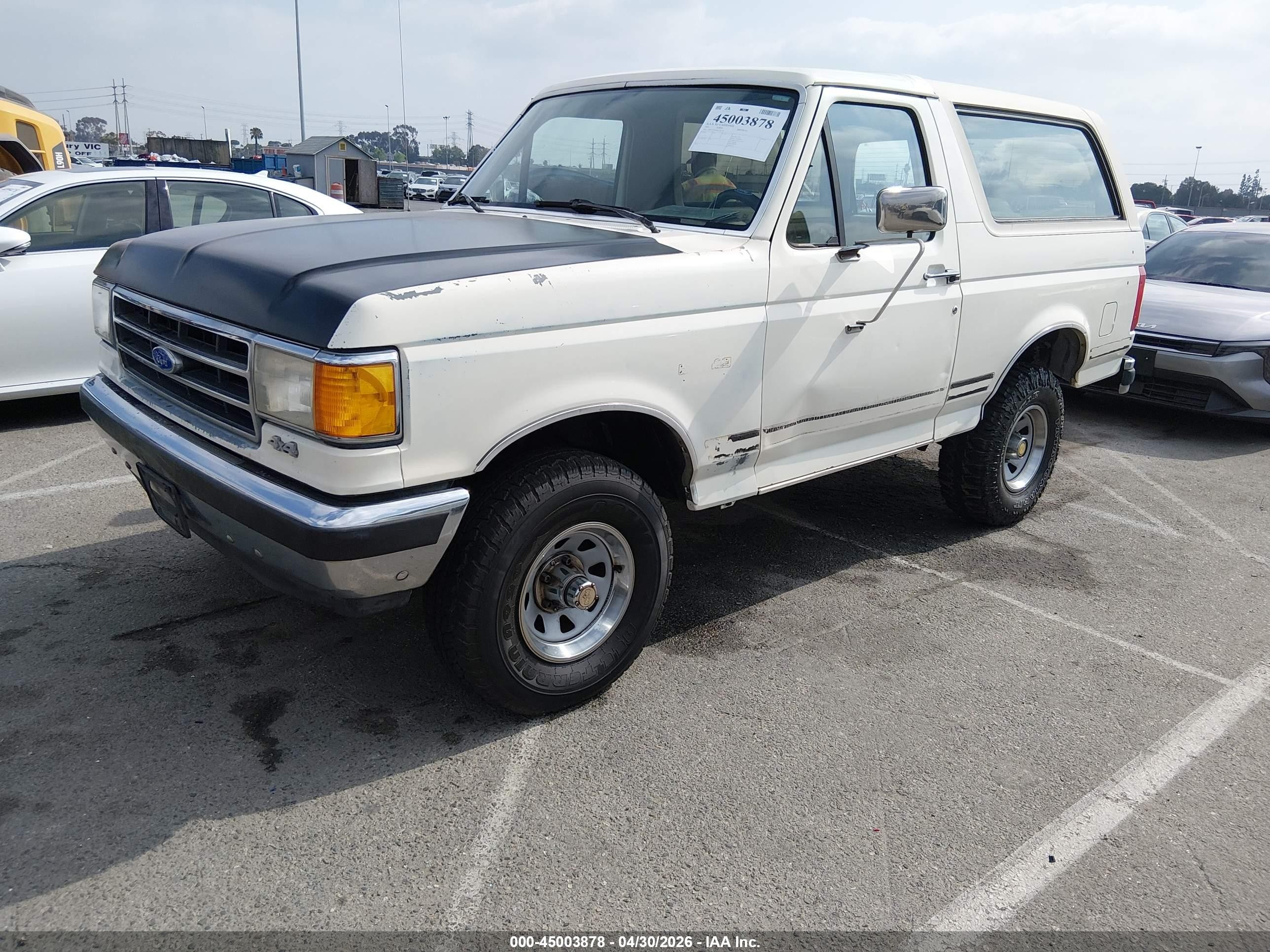1991 Ford Bronco U100 White vin: 1FMEU15H1MLA55250
