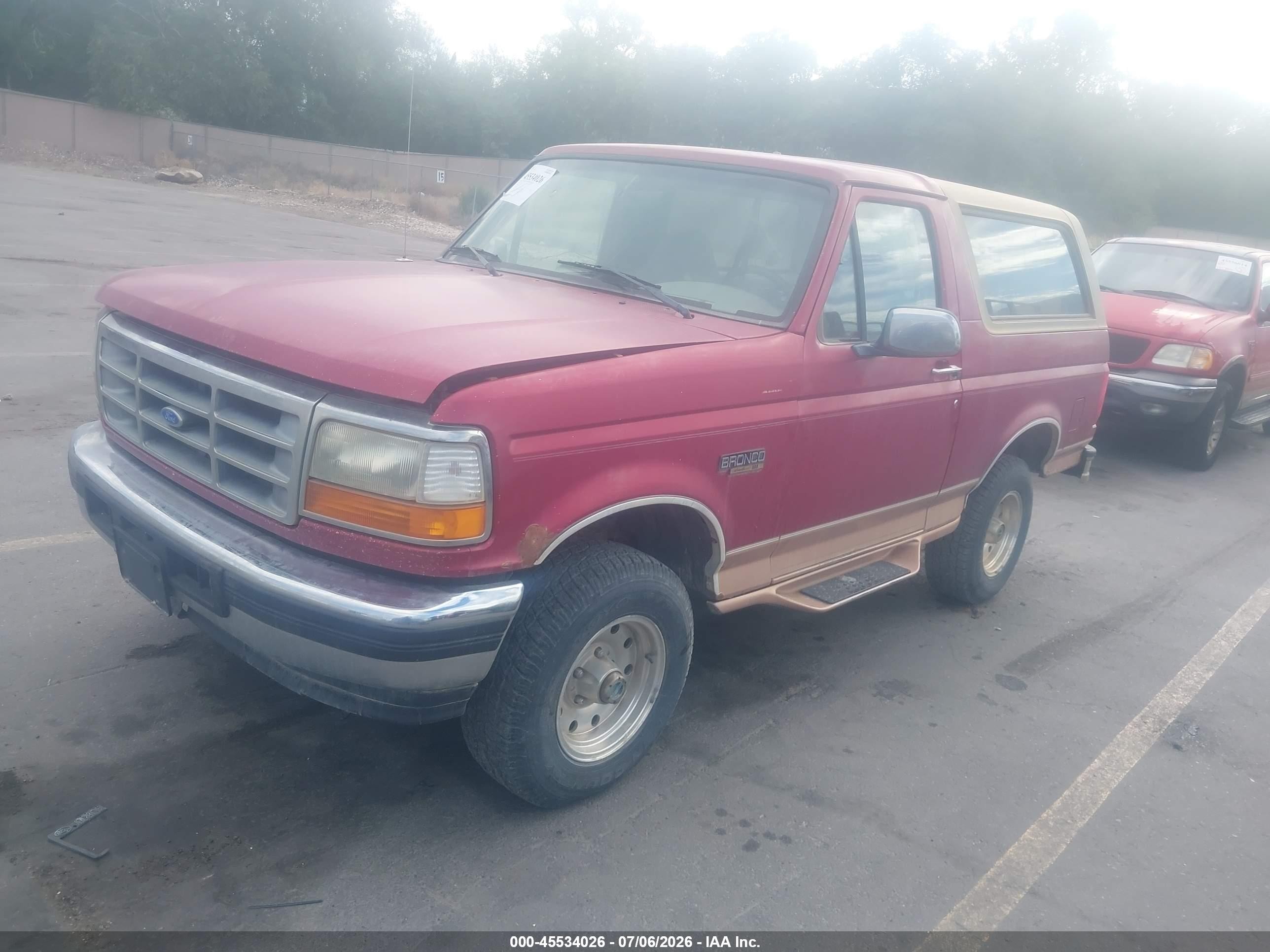1995 Ford Bronco U100 Red vin: 1FMEU15H1SLA30605