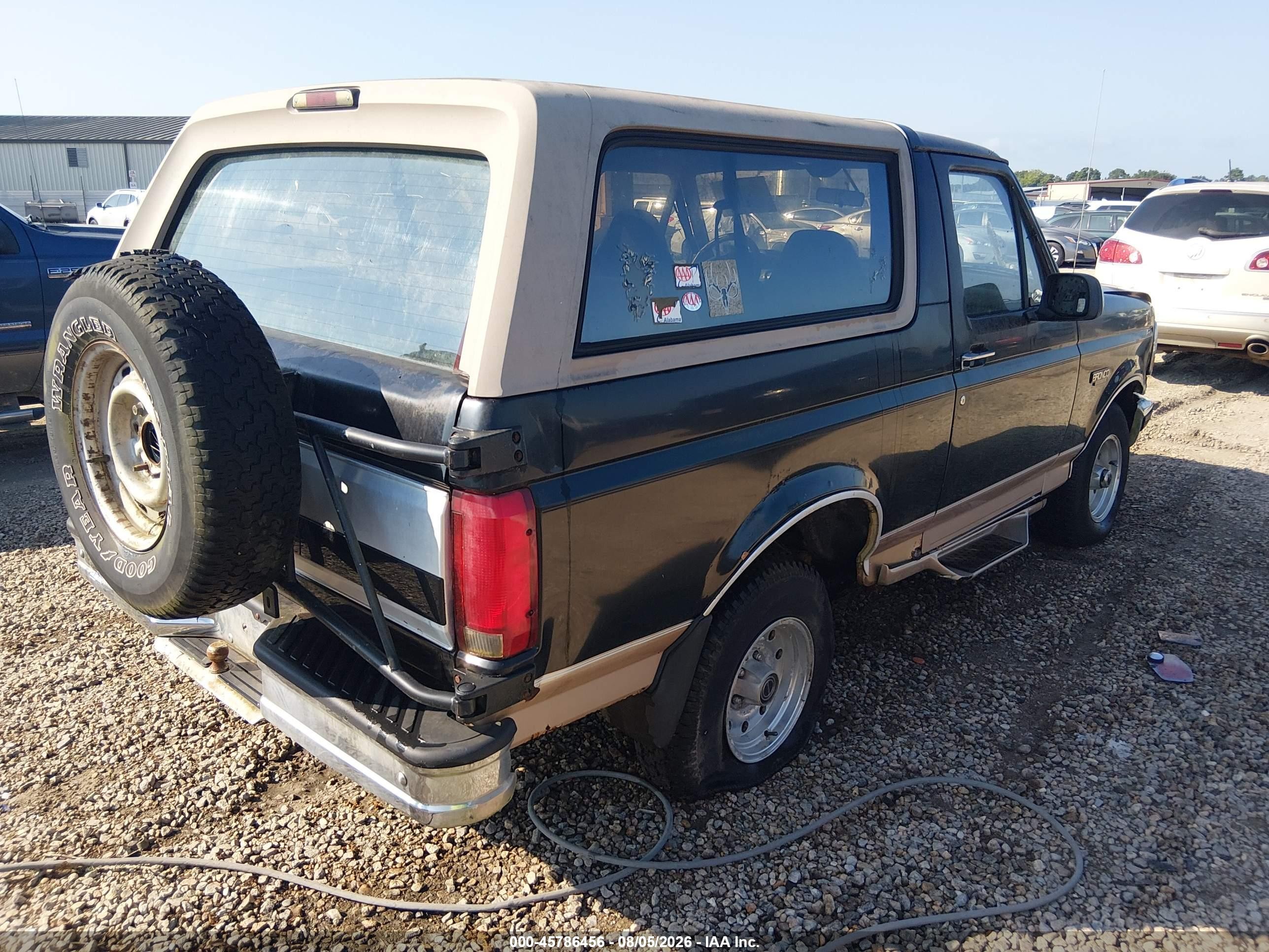 1996 Ford Bronco U100 Black vin: 1FMEU15H3TLA66703