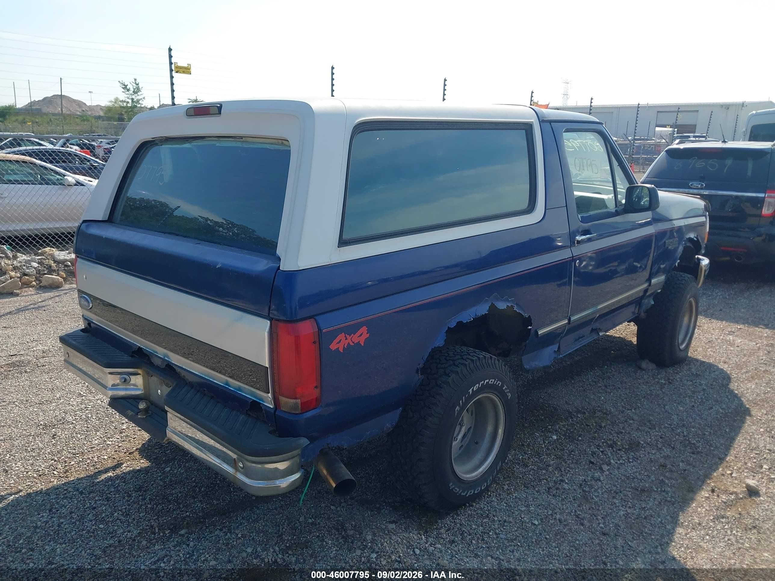 1996 Ford Bronco U100 Blue vin: 1FMEU15HXTLB67818