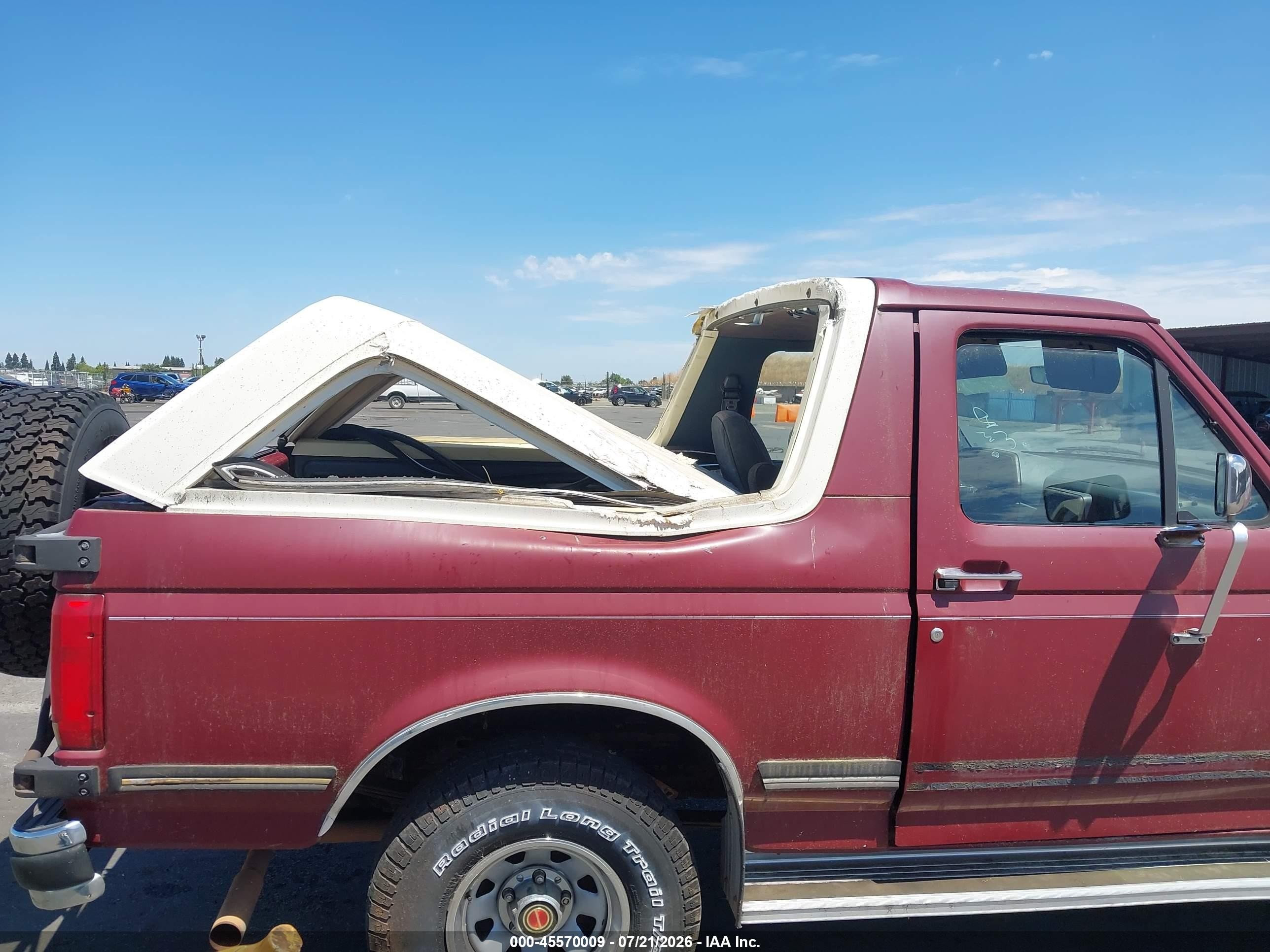 1991 Ford Bronco U100 Burgundy vin: 1FMEU15N8MLA51301
