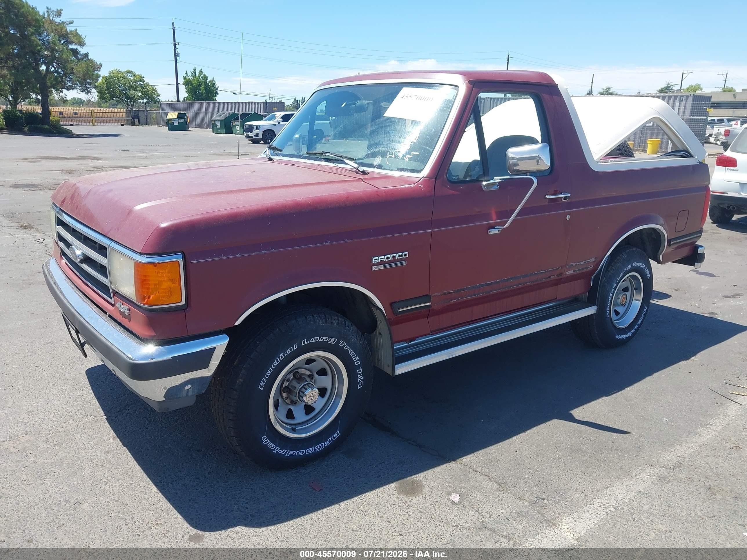 1991 Ford Bronco U100 Burgundy vin: 1FMEU15N8MLA51301
