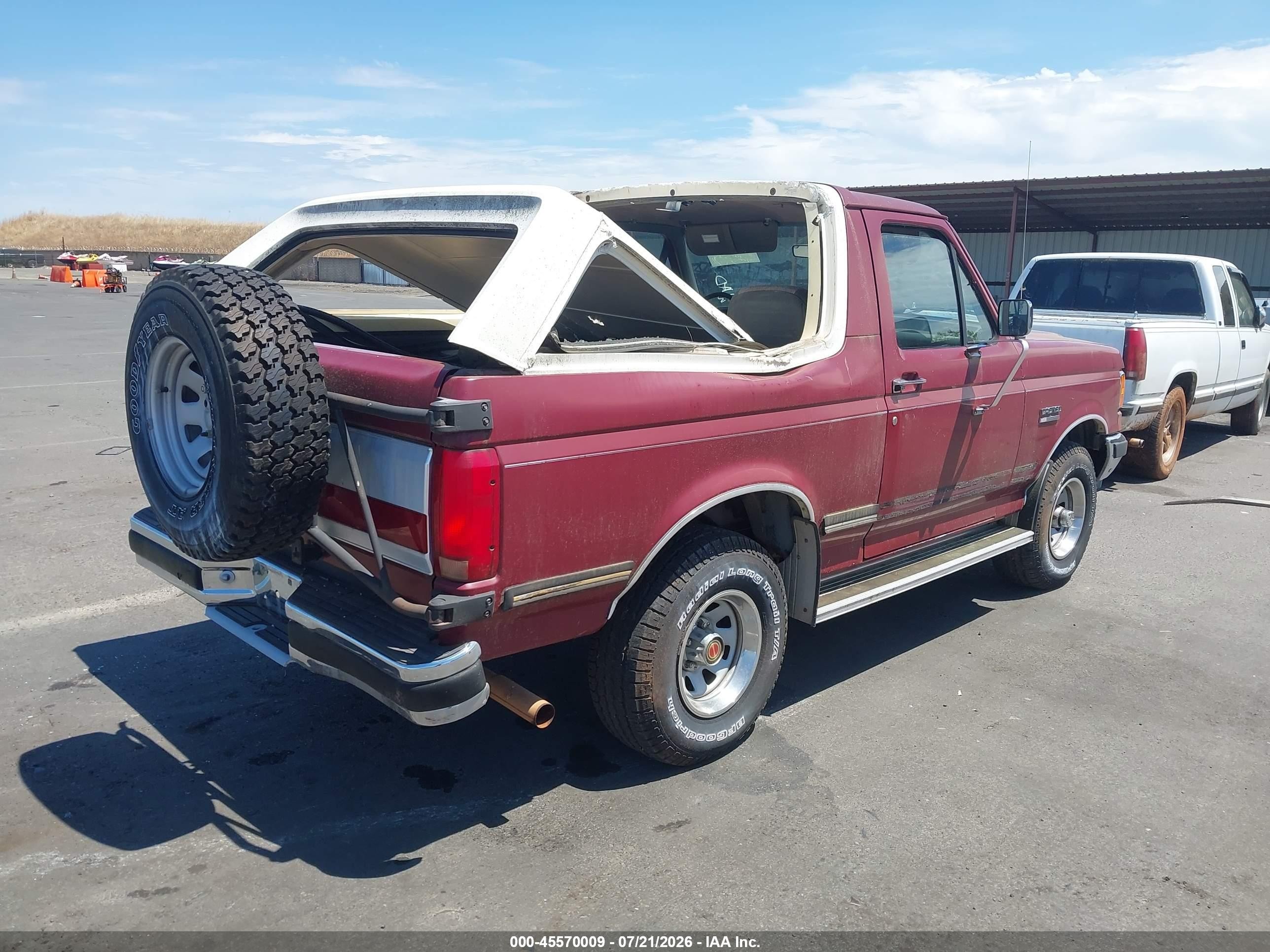 1991 Ford Bronco U100 Burgundy vin: 1FMEU15N8MLA51301