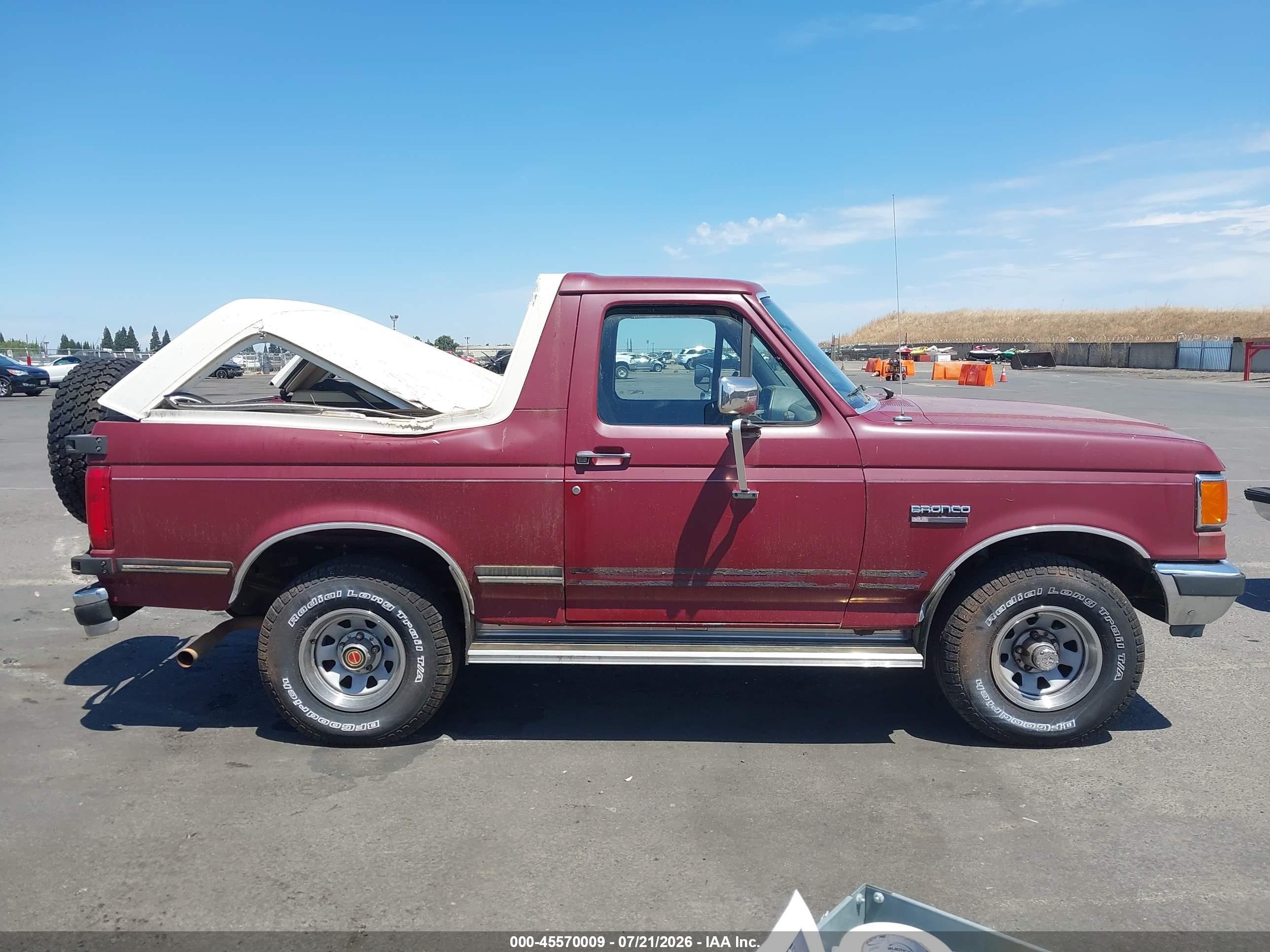 1991 Ford Bronco U100 Burgundy vin: 1FMEU15N8MLA51301