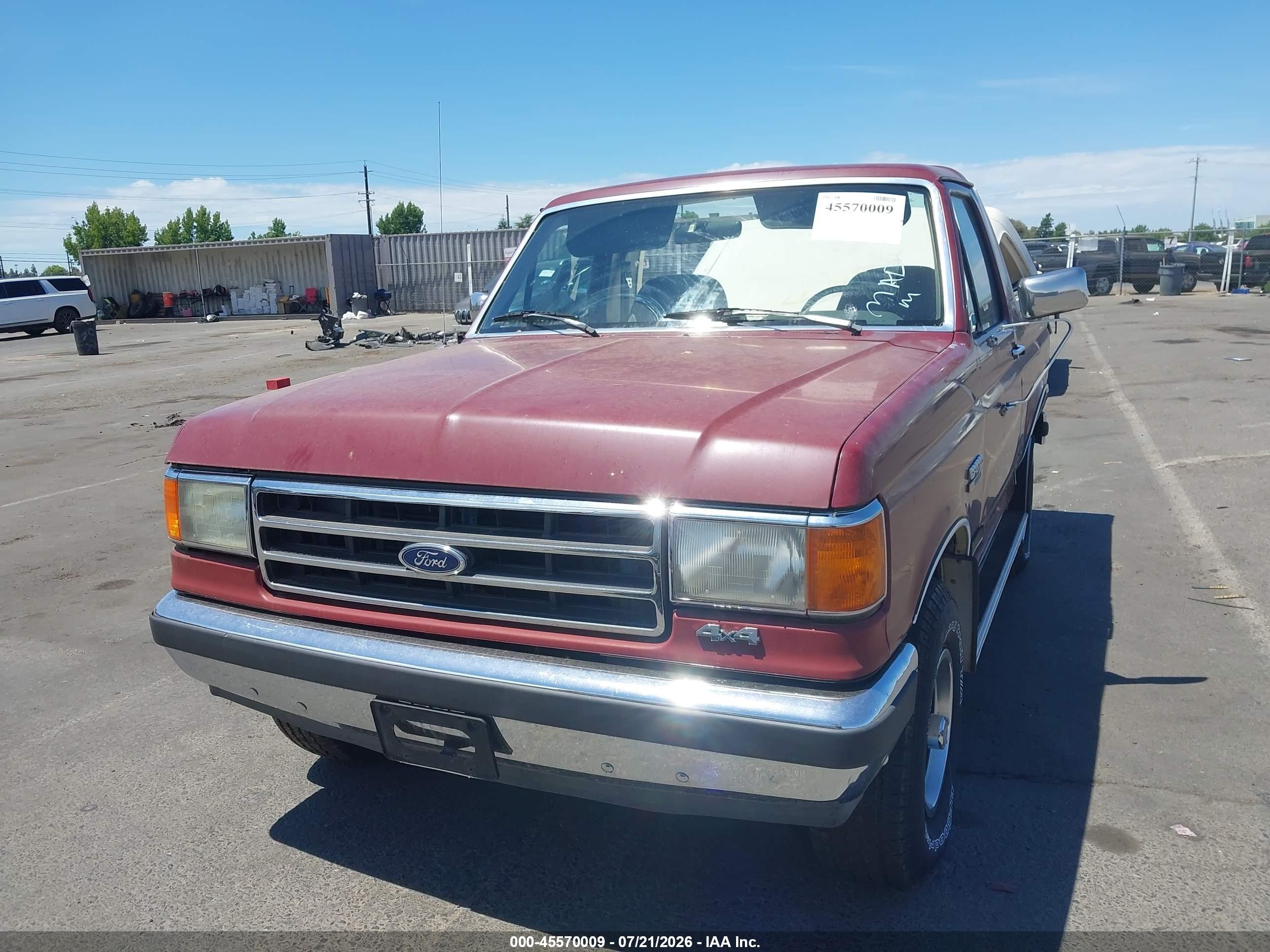 1991 Ford Bronco U100 Burgundy vin: 1FMEU15N8MLA51301