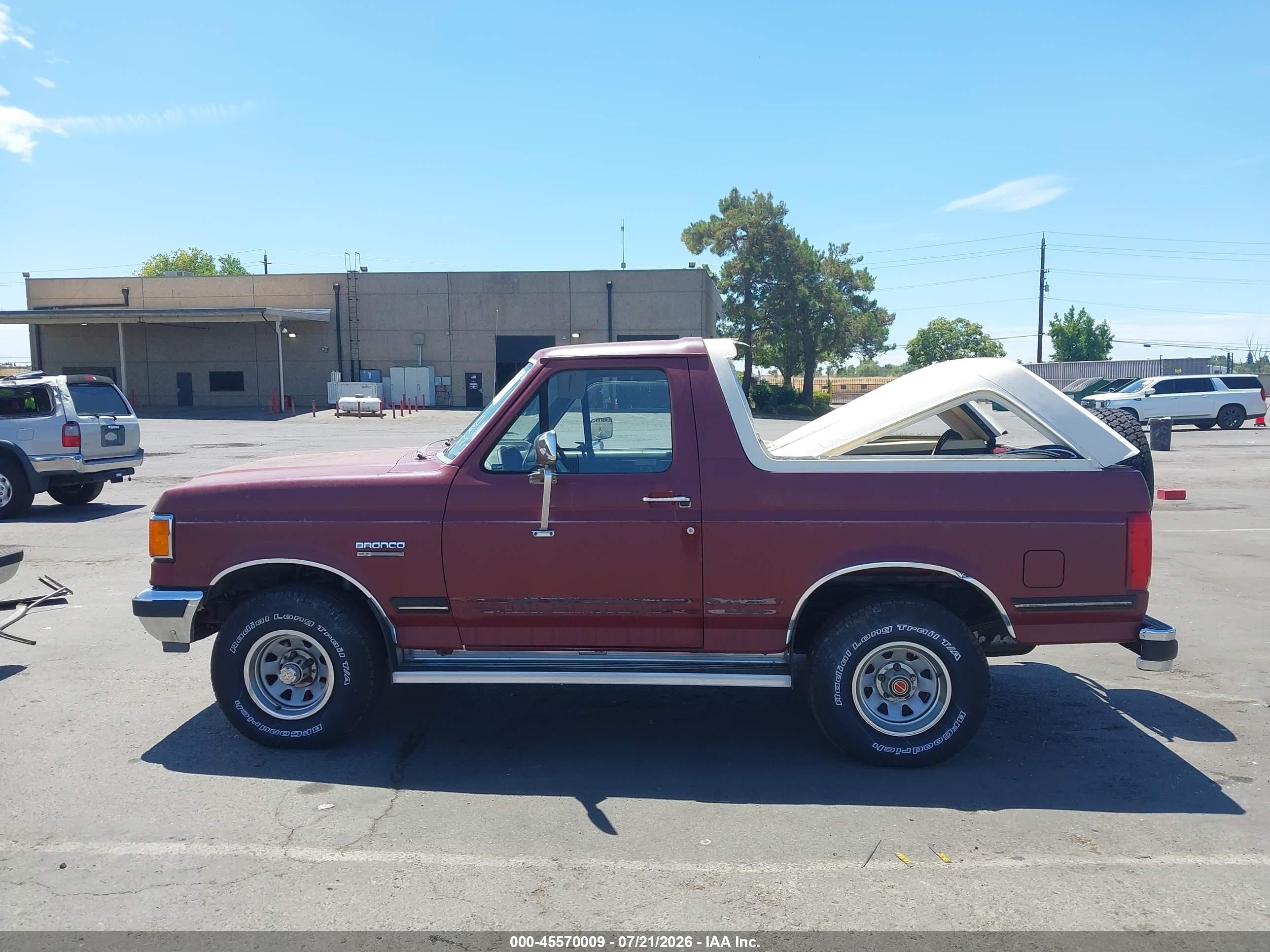 1991 Ford Bronco U100 Burgundy vin: 1FMEU15N8MLA51301