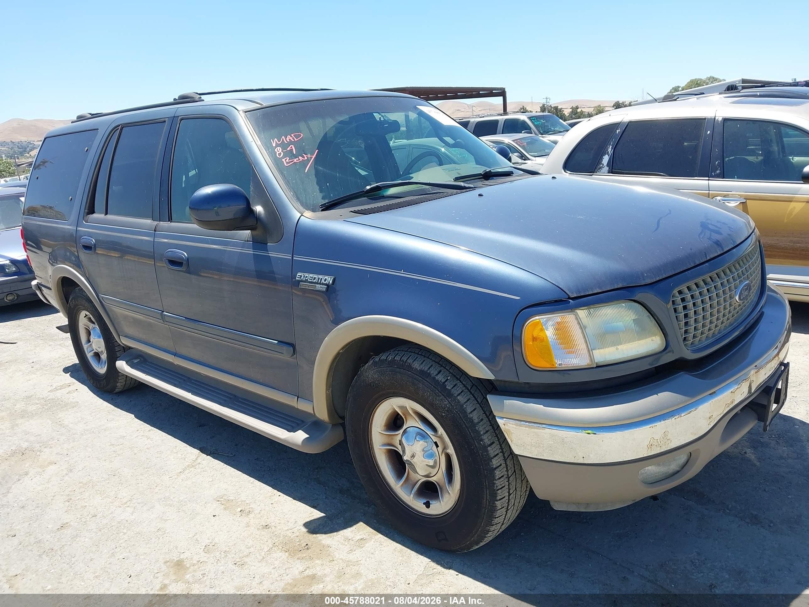 2001 Ford Expedition Eddie Bauer Blue vin: 1FMEU17L41LB31251