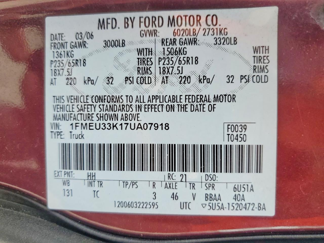 2007 Ford Explorer Sport Trac Limited Purple vin: 1FMEU33K17UA07918