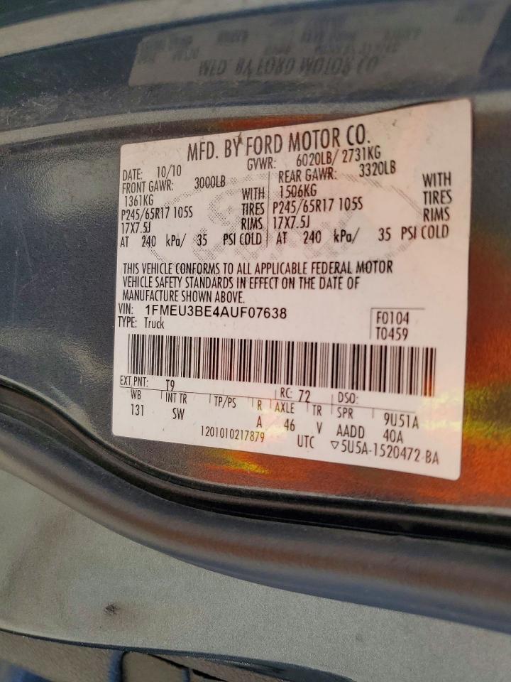 2010 Ford Explorer Sport Trac Xlt Charcoal vin: 1FMEU3BE4AUF07638