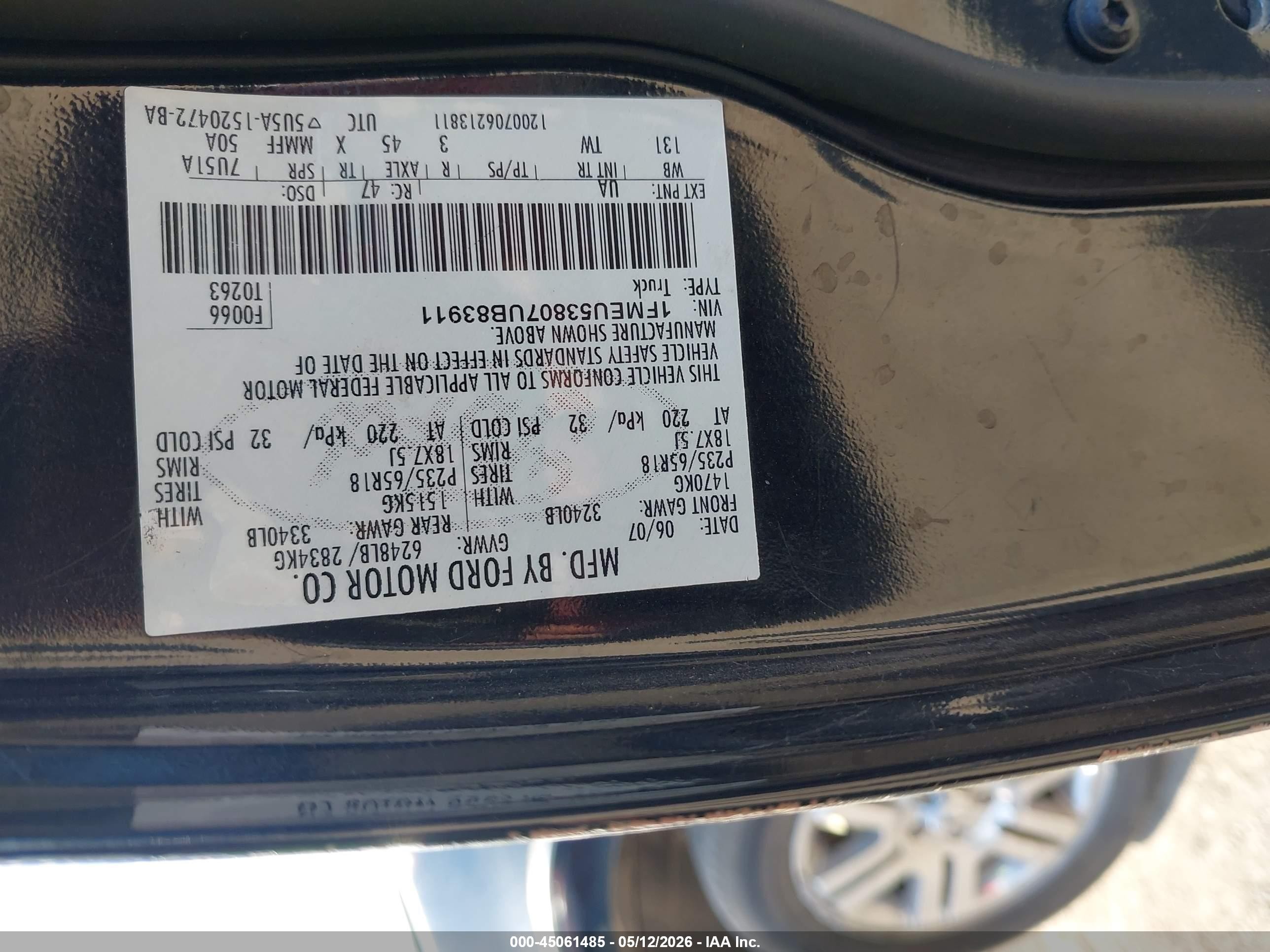 2007 Ford Explorer Sport Trac Limited Black vin: 1FMEU53807UB83911