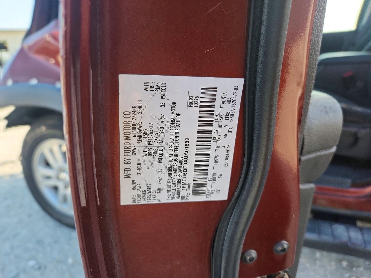 2010 Ford Explorer Sport Trac Xlt Burgundy vin: 1FMEU5BE0AUA01882