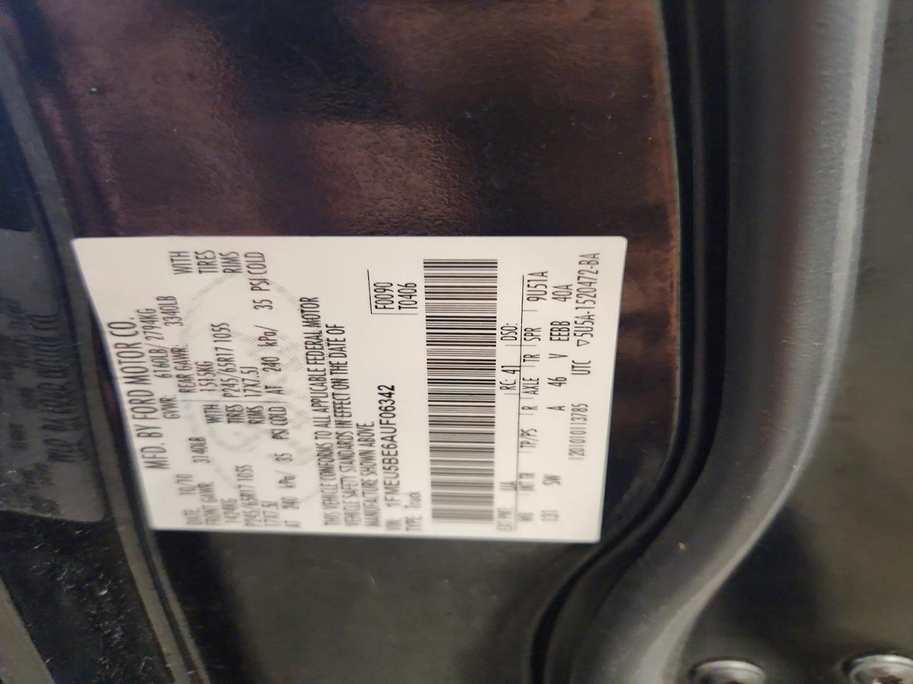 2010 Ford Explorer Sport Trac Xlt Black vin: 1FMEU5BE6AUF06342