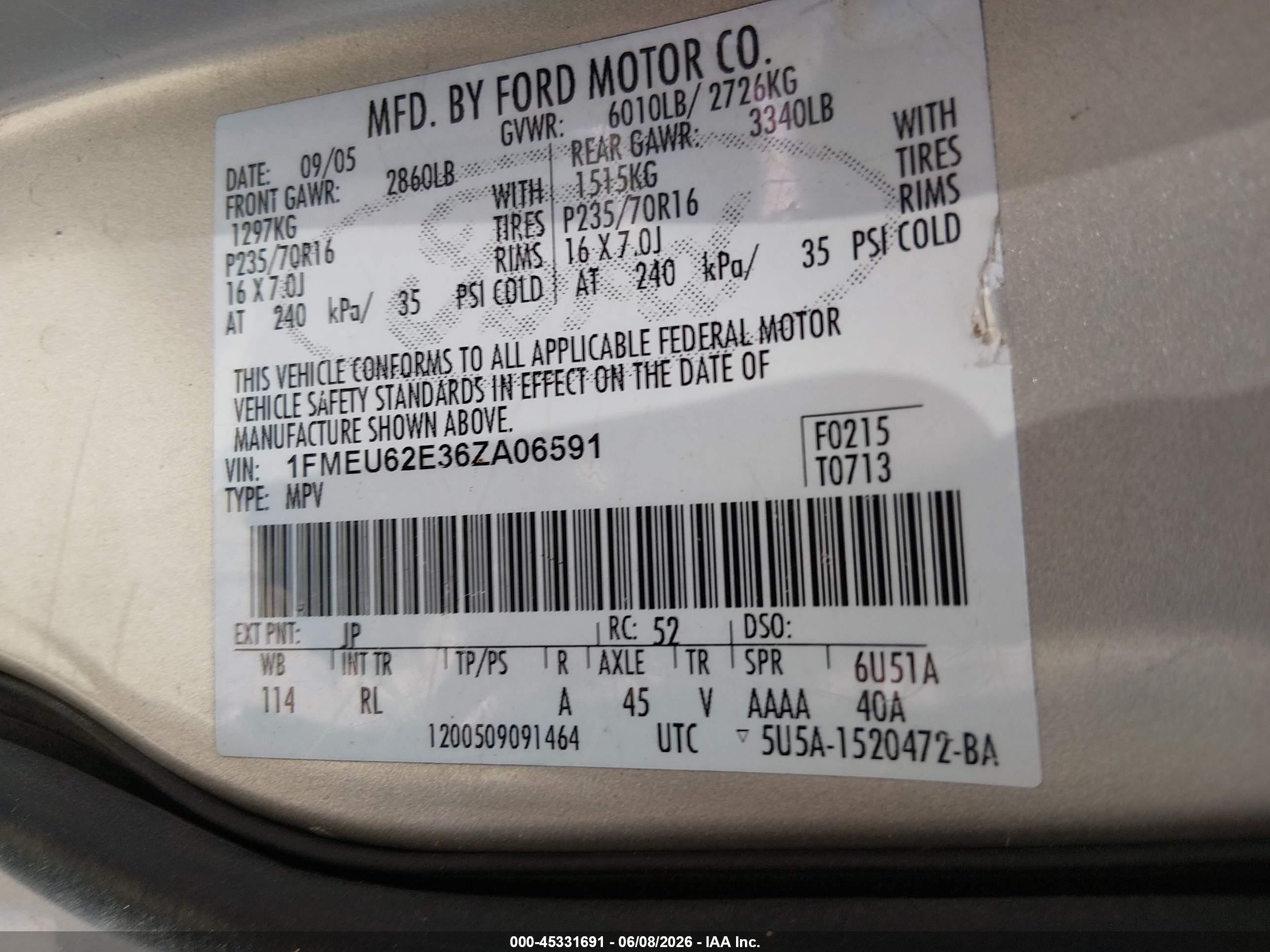 2006 Ford Explorer Xls Gold vin: 1FMEU62E36ZA06591