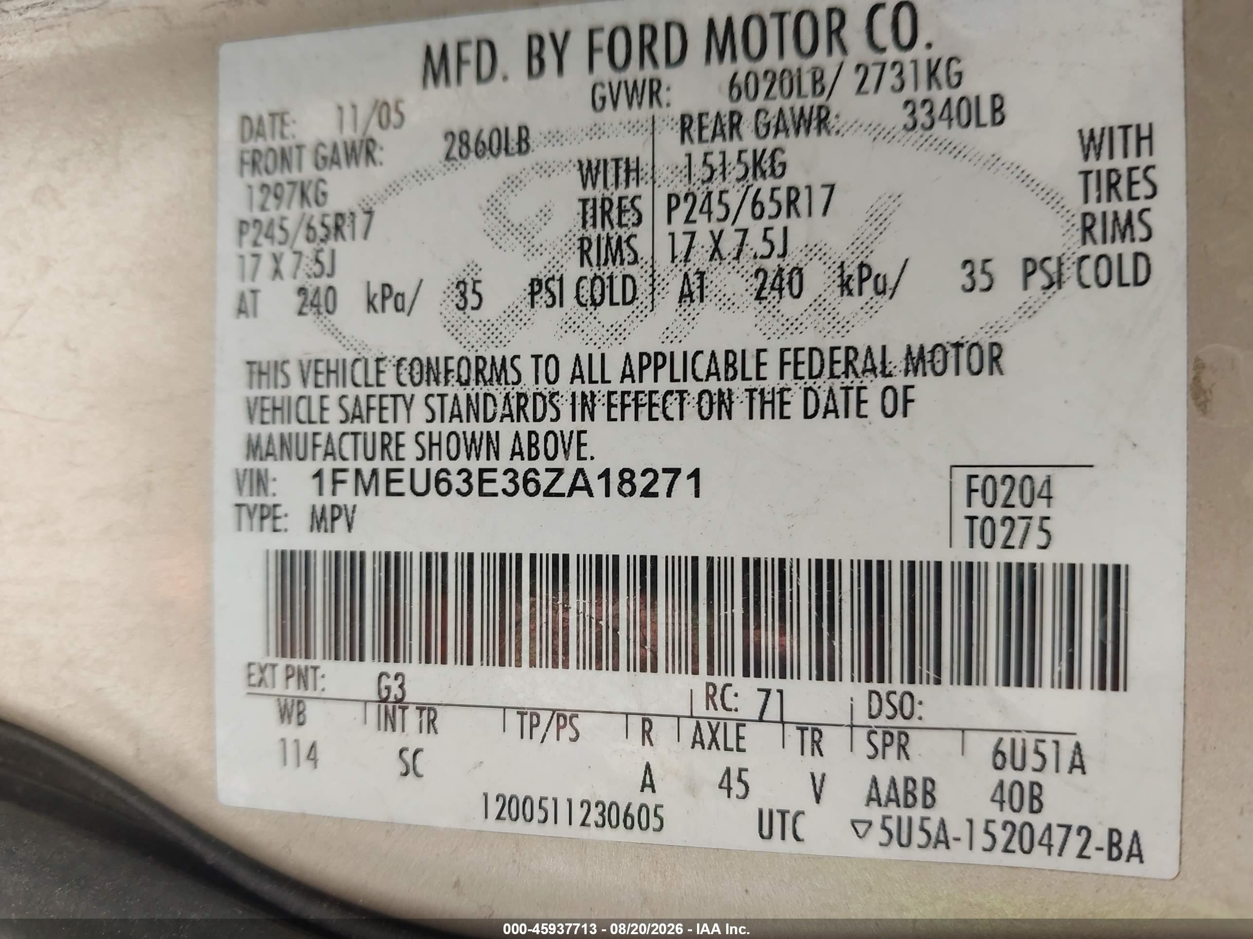 2006 Ford Explorer Xlt Бежевый vin: 1FMEU63E36ZA18271