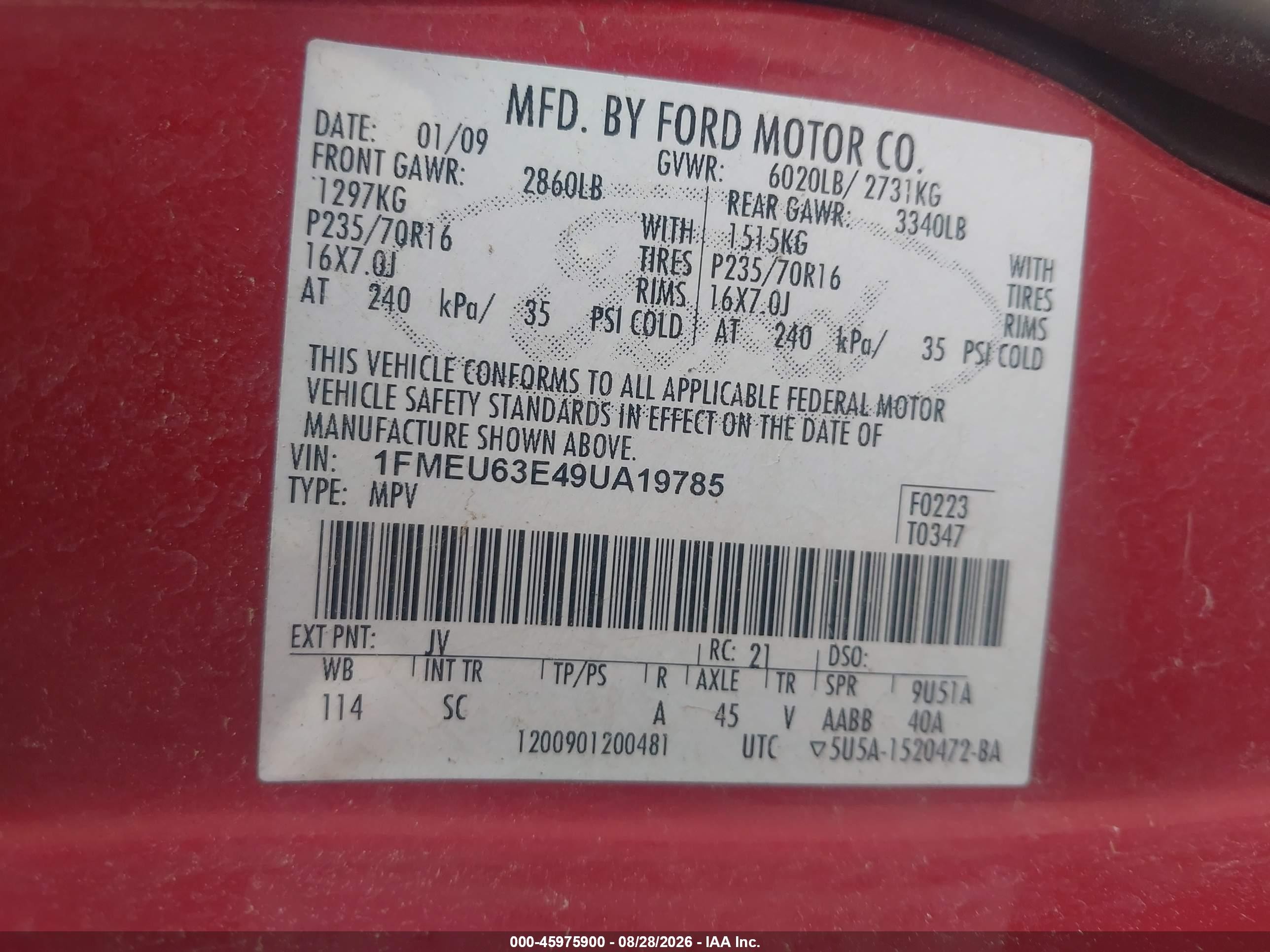 2009 Ford Explorer Xlt Red vin: 1FMEU63E49UA19785