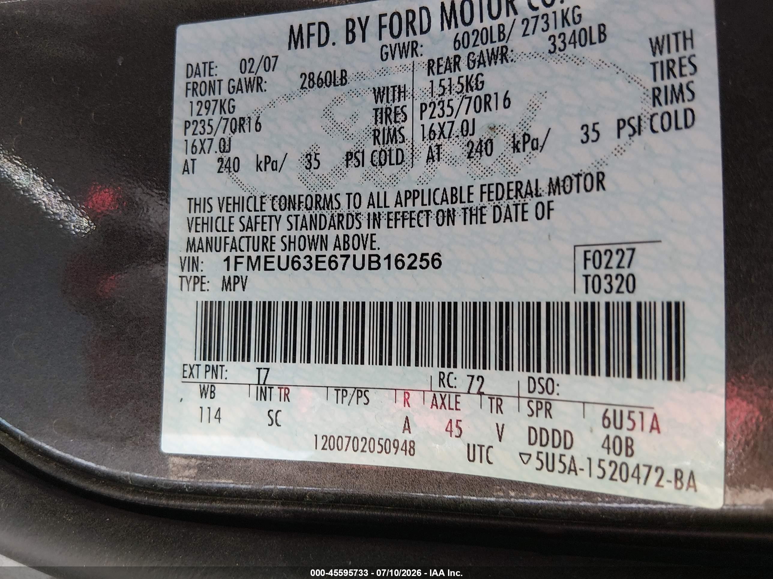2007 Ford Explorer Xlt Gray vin: 1FMEU63E67UB16256