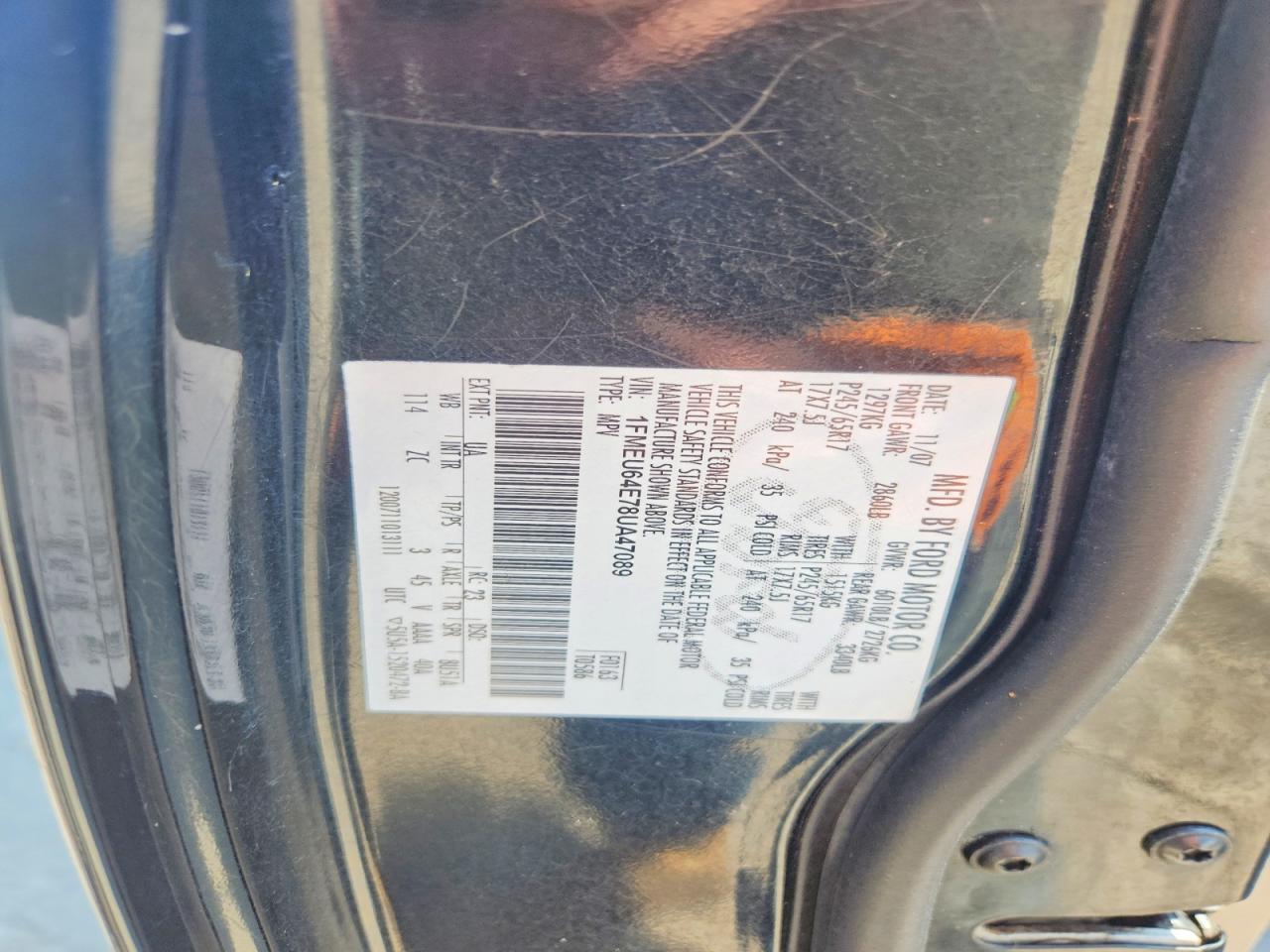 2008 Ford Explorer Eddie Bauer Black vin: 1FMEU64E78UA47089