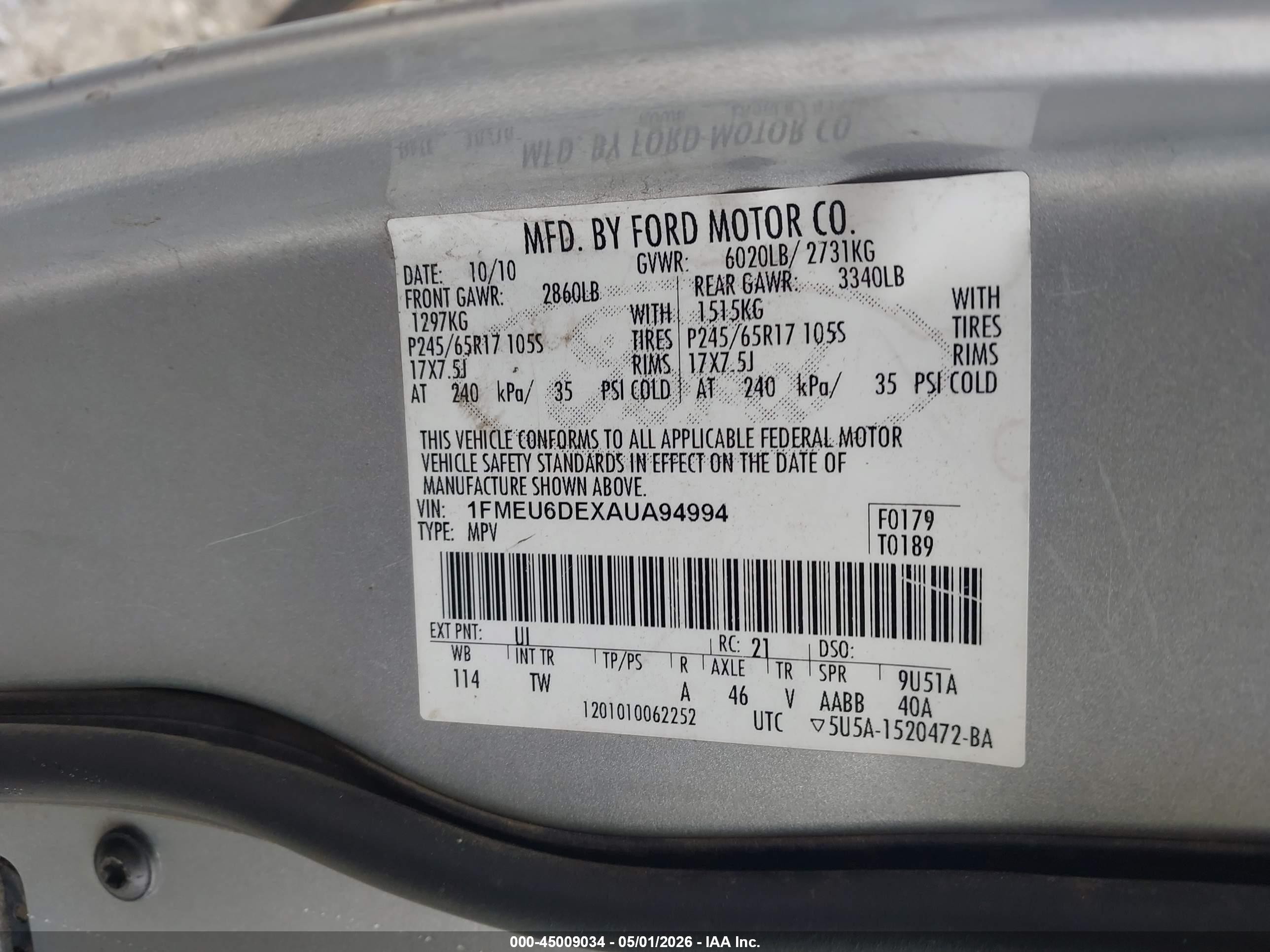 2010 Ford Explorer Xlt Серебряный vin: 1FMEU6DEXAUA94994