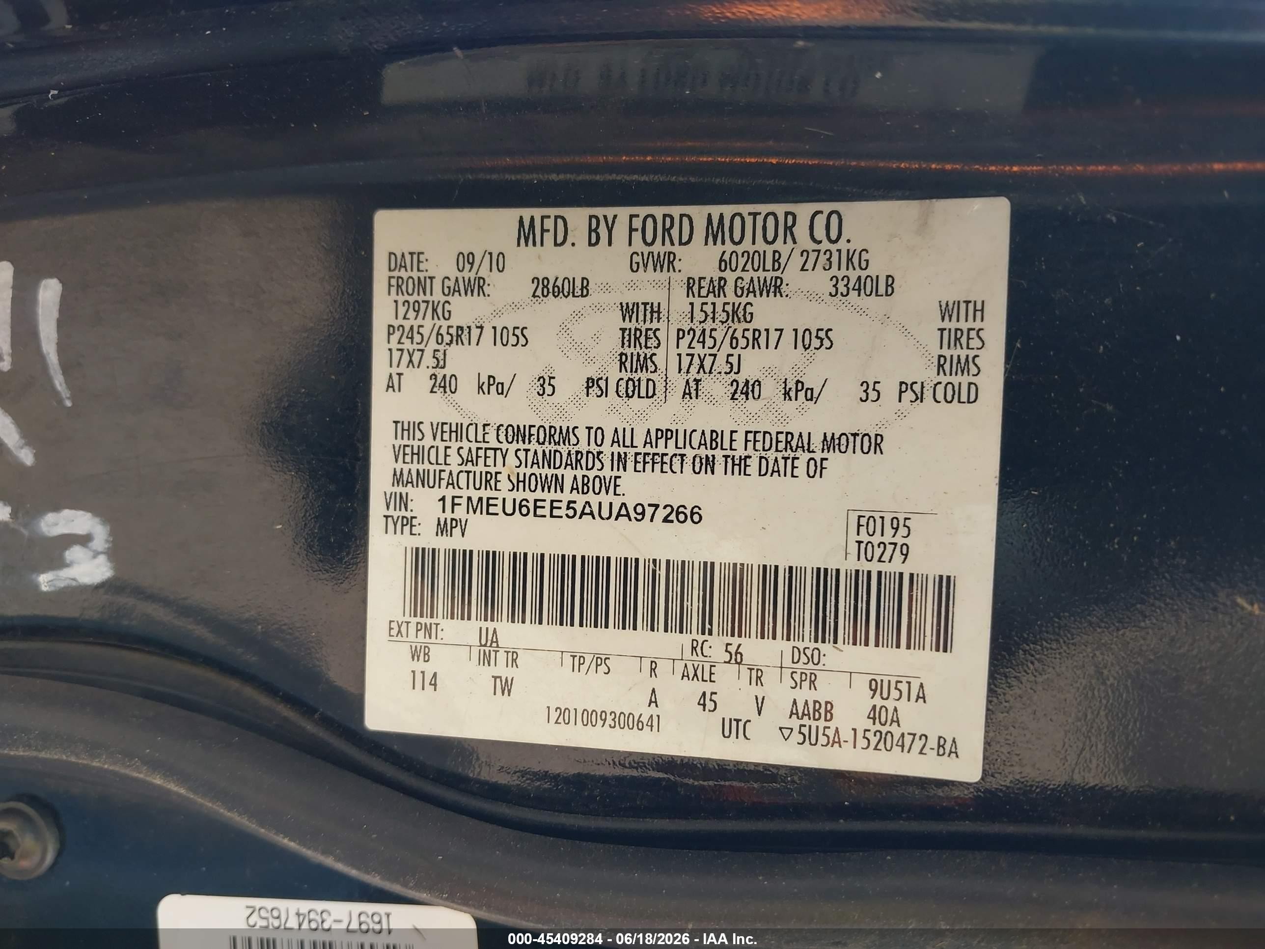 2010 Ford Explorer Eddie Bauer Tan vin: 1FMEU6EE5AUA97266