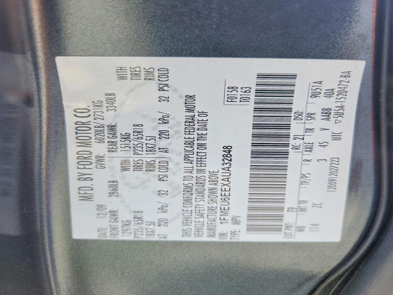 2010 Ford Explorer Eddie Bauer Blue vin: 1FMEU6EEXAUA32848