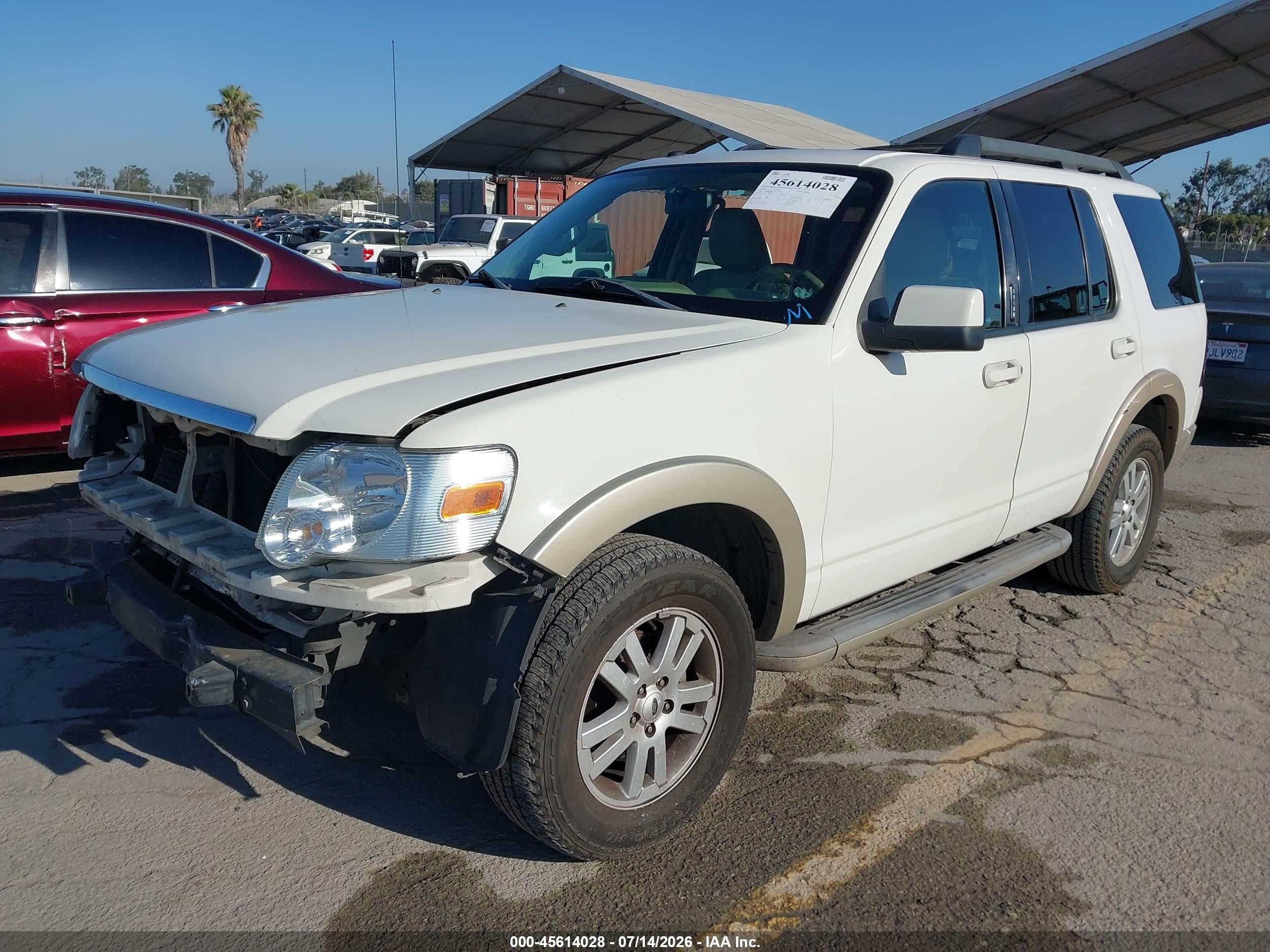 2010 Ford Explorer Eddie Bauer White vin: 1FMEU6EEXAUA93780