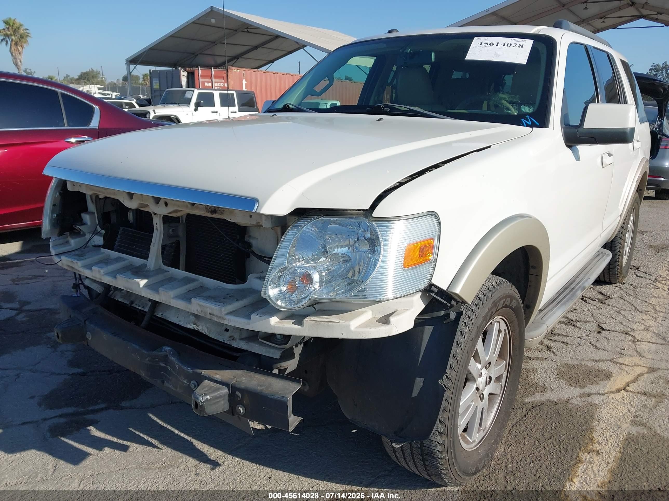 2010 Ford Explorer Eddie Bauer White vin: 1FMEU6EEXAUA93780