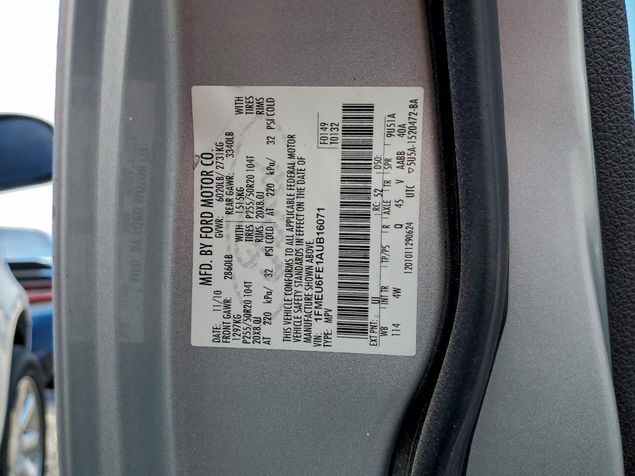 2010 Ford Explorer Limited Silver vin: 1FMEU6FE1AUB16071