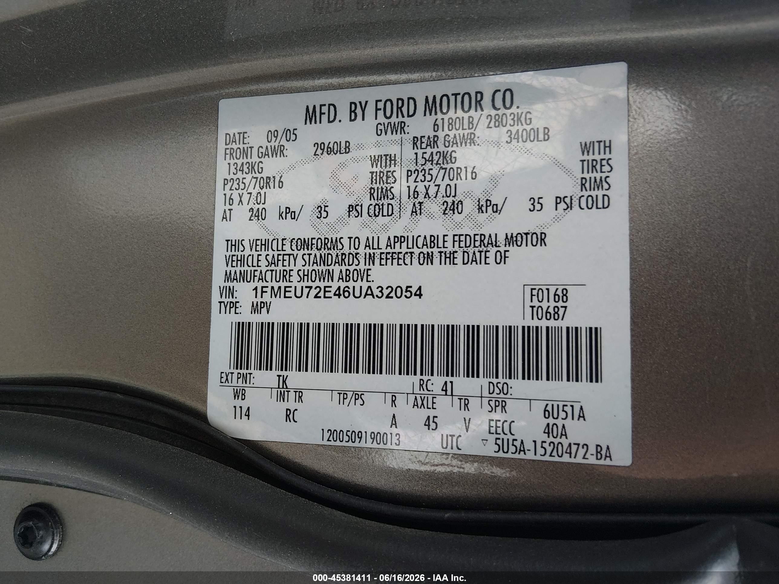 2006 Ford Explorer Xls Tan vin: 1FMEU72E46UA32054