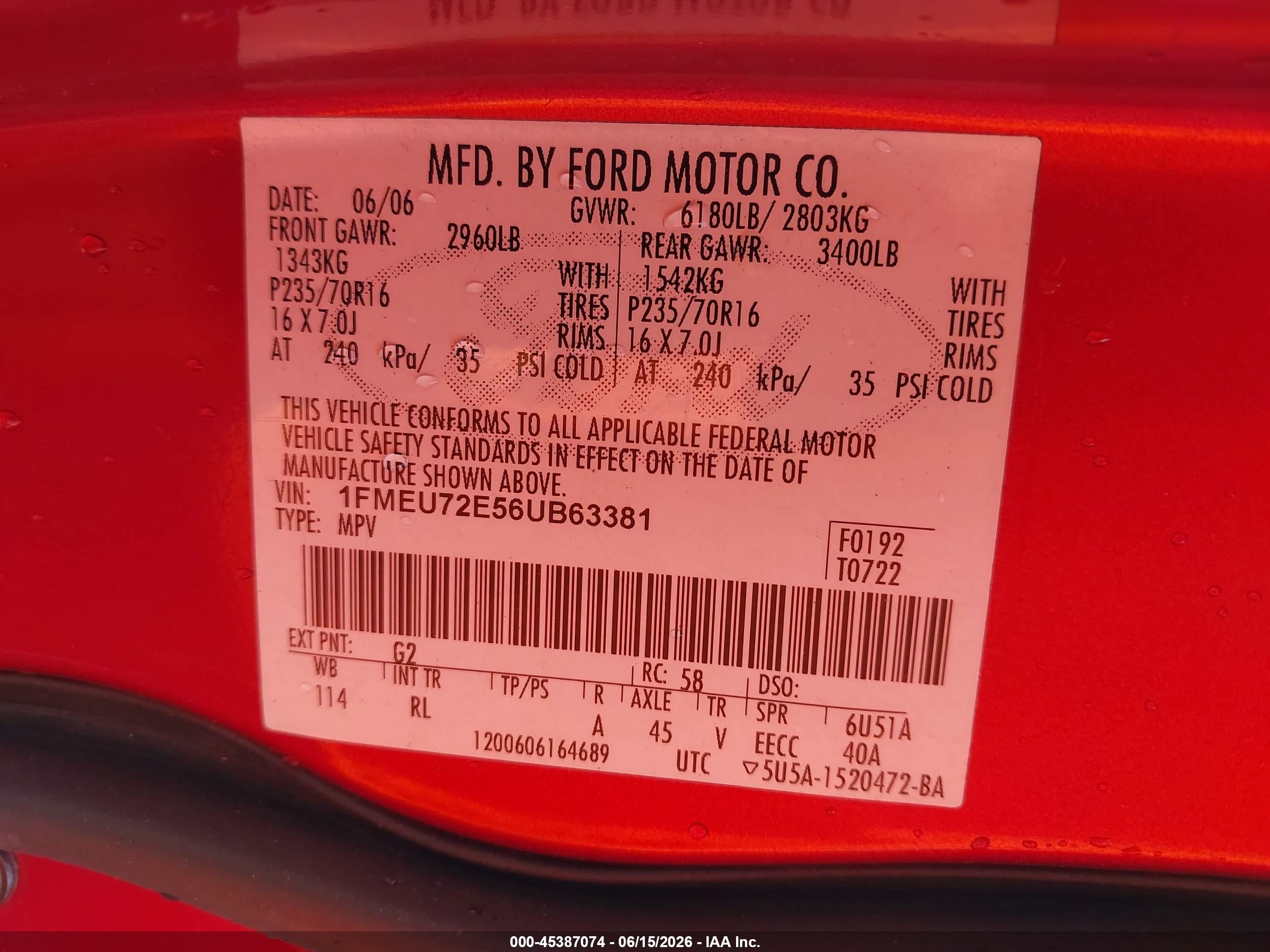2006 Ford Explorer Xls Red vin: 1FMEU72E56UB63381