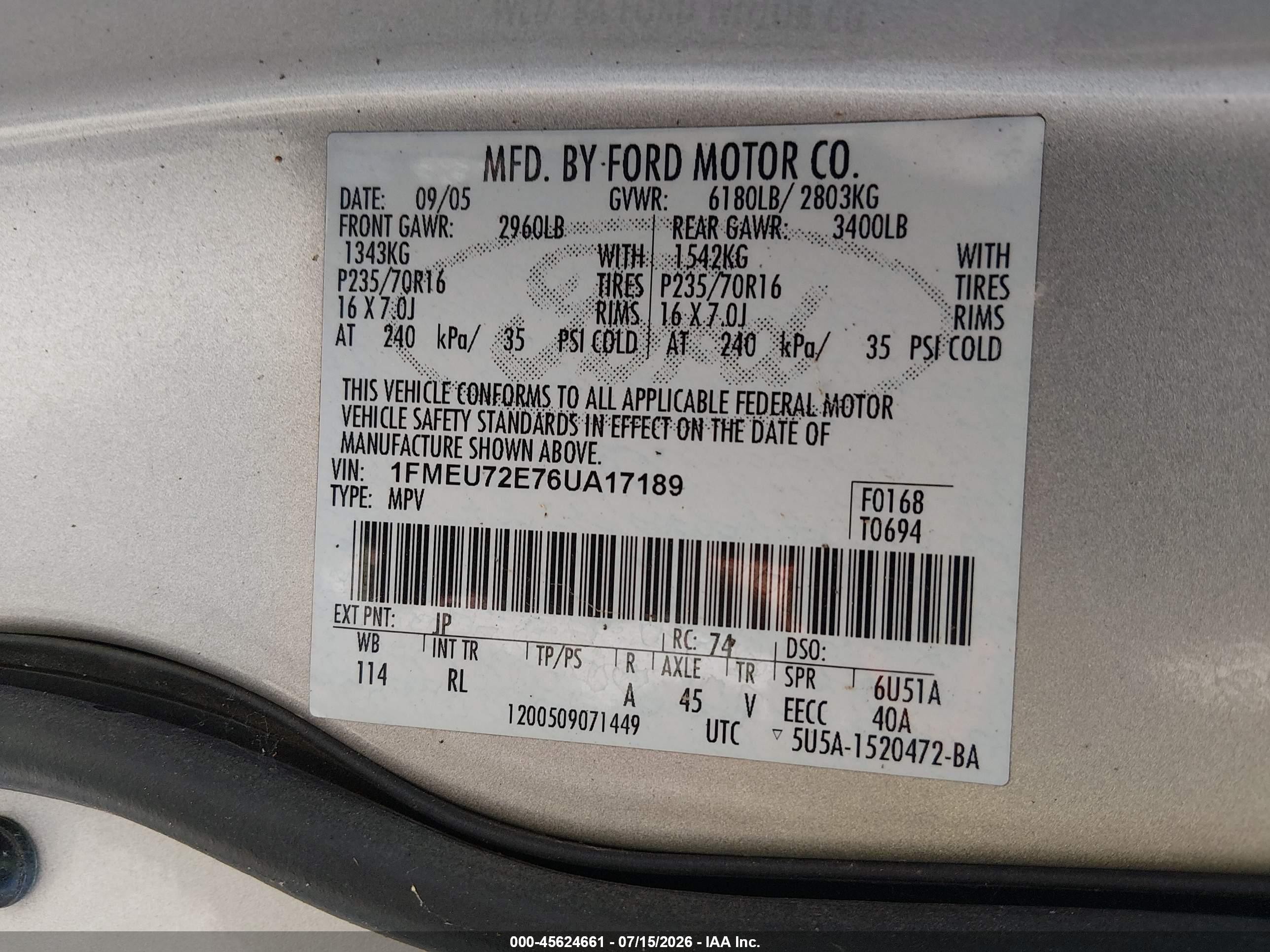 2006 Ford Explorer Xls Silver vin: 1FMEU72E76UA17189