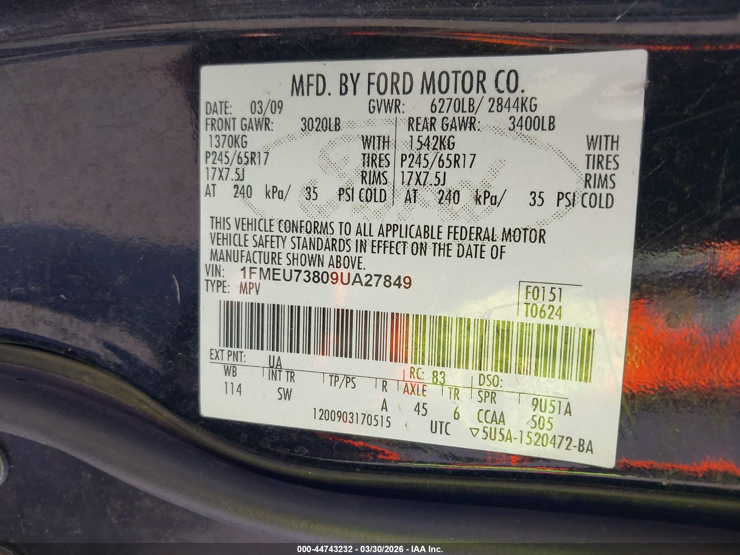 2009 Ford Explorer Xlt Black vin: 1FMEU73809UA27849